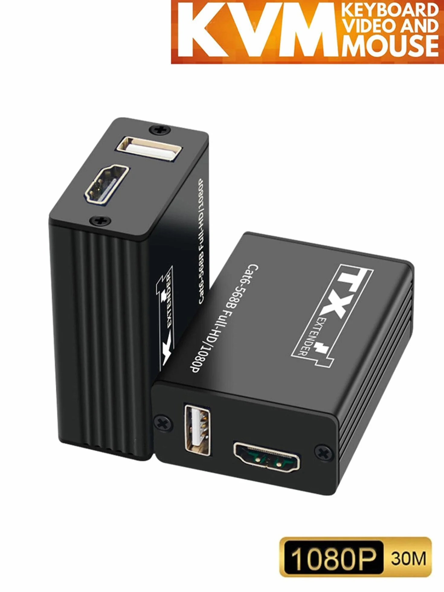 Estensore KVM HDMI RJ45 30M 1080P HDMI Estensore KVM con USB su Cat6 5E LAN Network Ethernet Extender per PS5 TV PC laptop HDTV (30M)