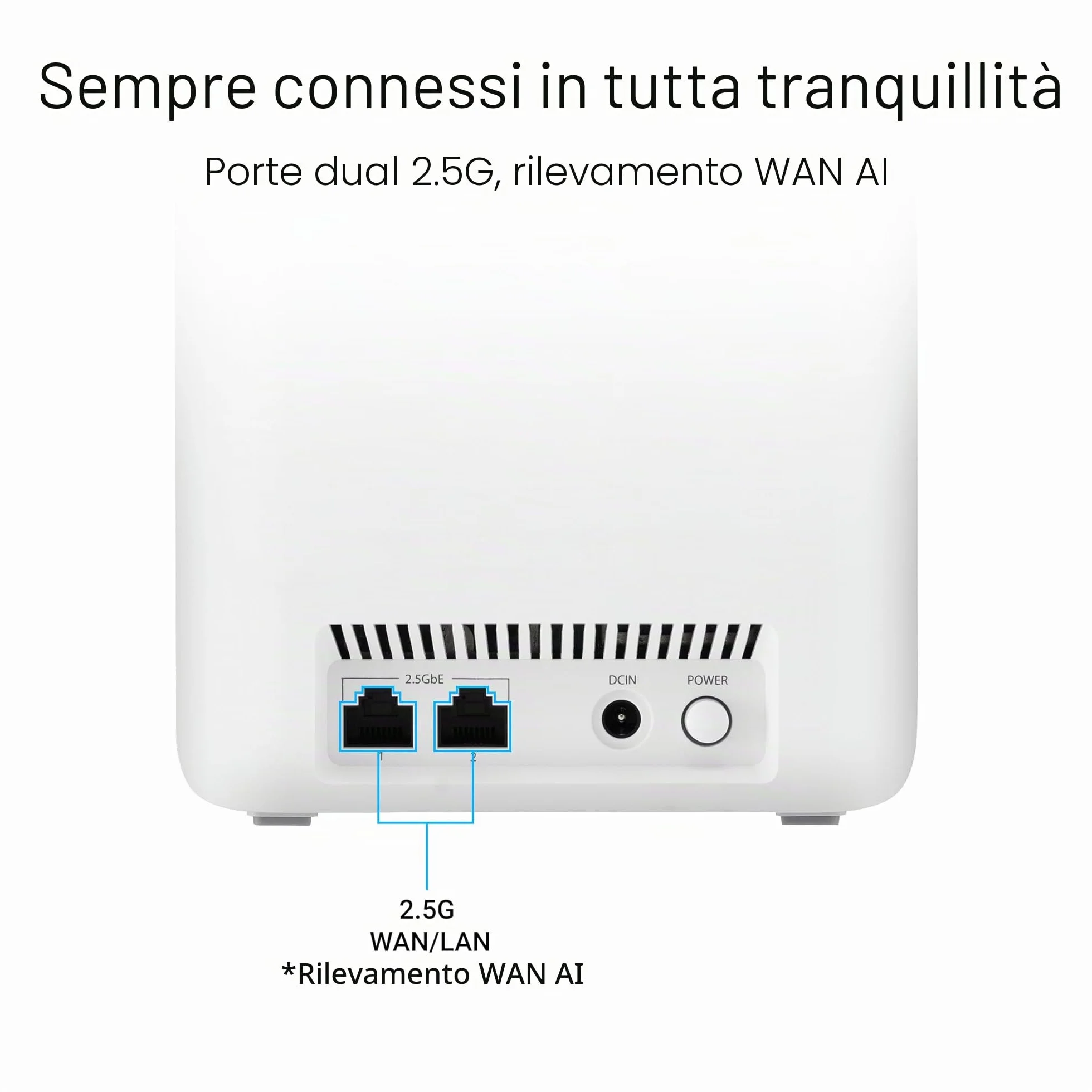 ASUS ZenWiFi BD4 2- Per Modem Operatore e ONT, Mesh WiFi 7 a doppia banda, 3600 Mbps, Copertura 470 m², Due porte 2,5 G, Controlli di sicurezza e Parental Control, Smart Home SSIDs, 2 Pezzi, Bianco