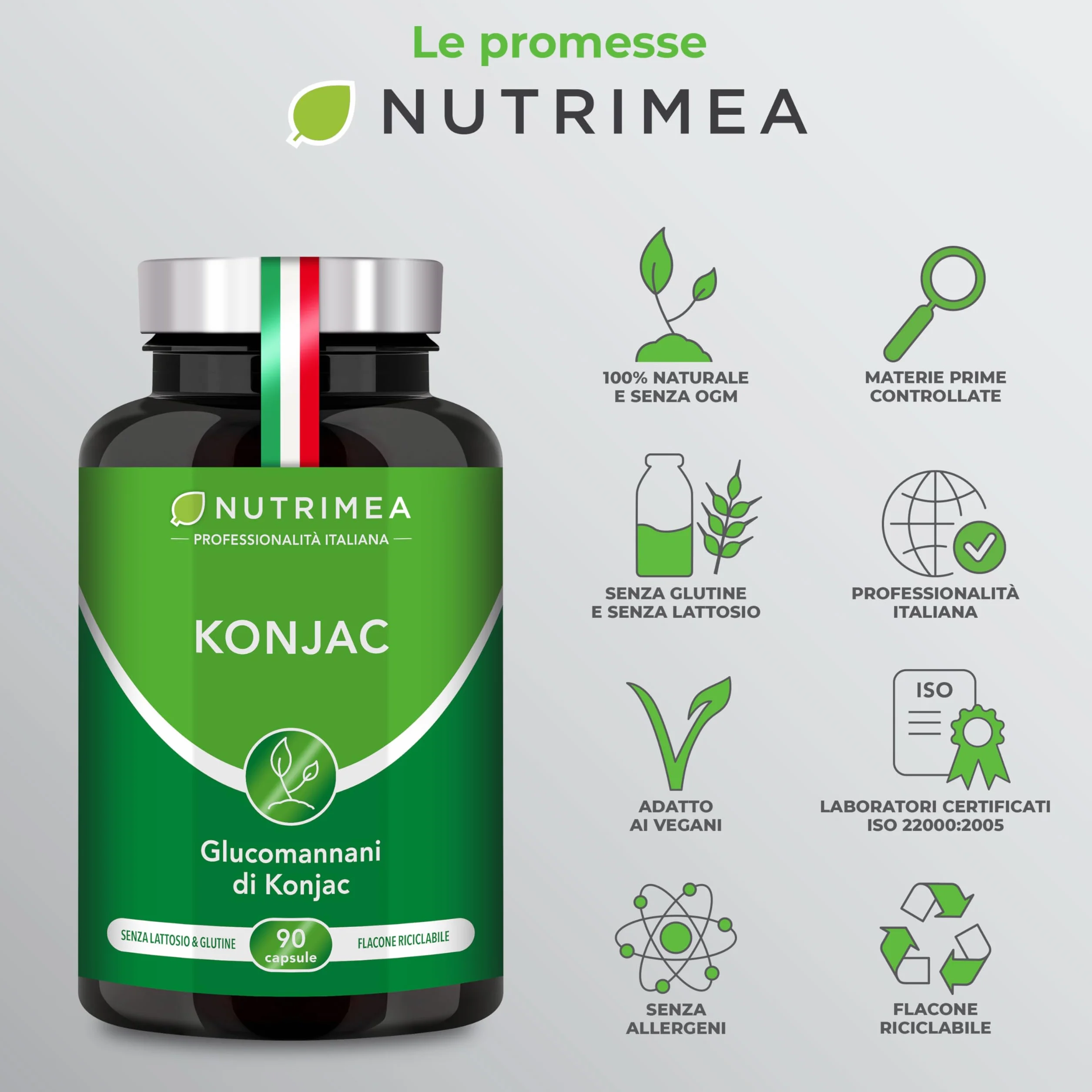 Konjac Puro 95% Glucomannani 90 Capsule Vegane Nutrimea Benessere Detox