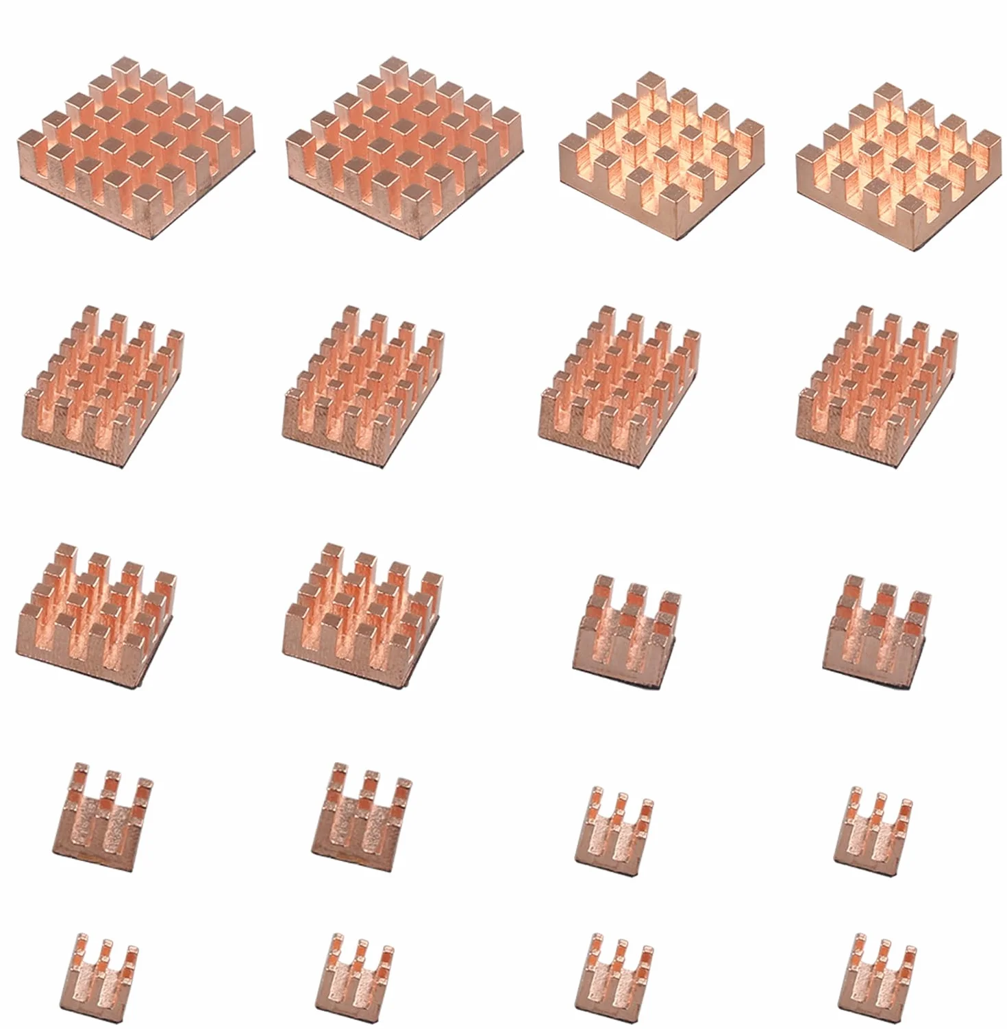 ZDE 20 Pezzi Dissipatore di Calore in Rame Puro con Forte Conduttività Termica Compatibile con Raspberry Pi/Orange Pi/Rock Pi/Tinker Board/PCB Board CPU Chip