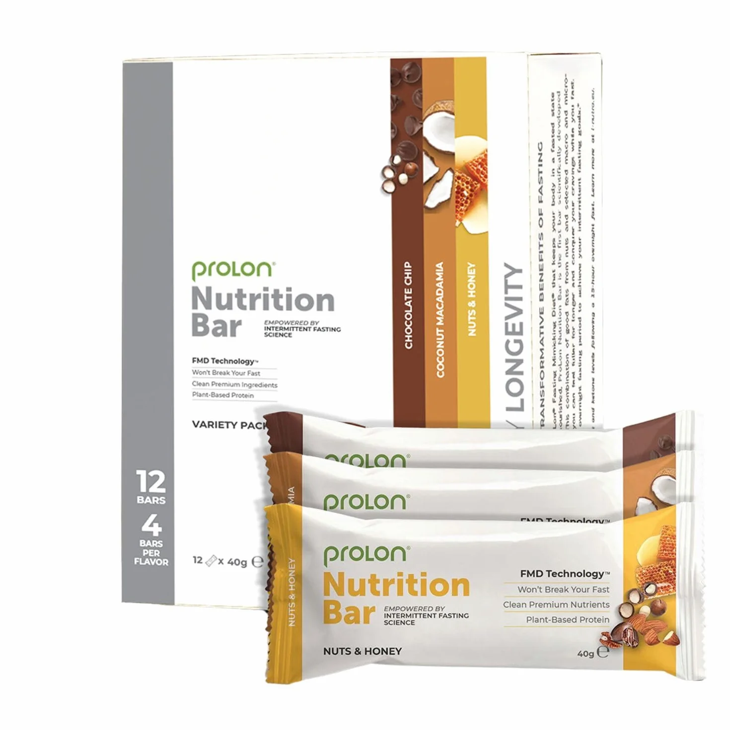 ProLon Nutrition Bar 12x40g Vegetariana Senza Glutine Keto Made in Italy Kit Tutti i Gusti