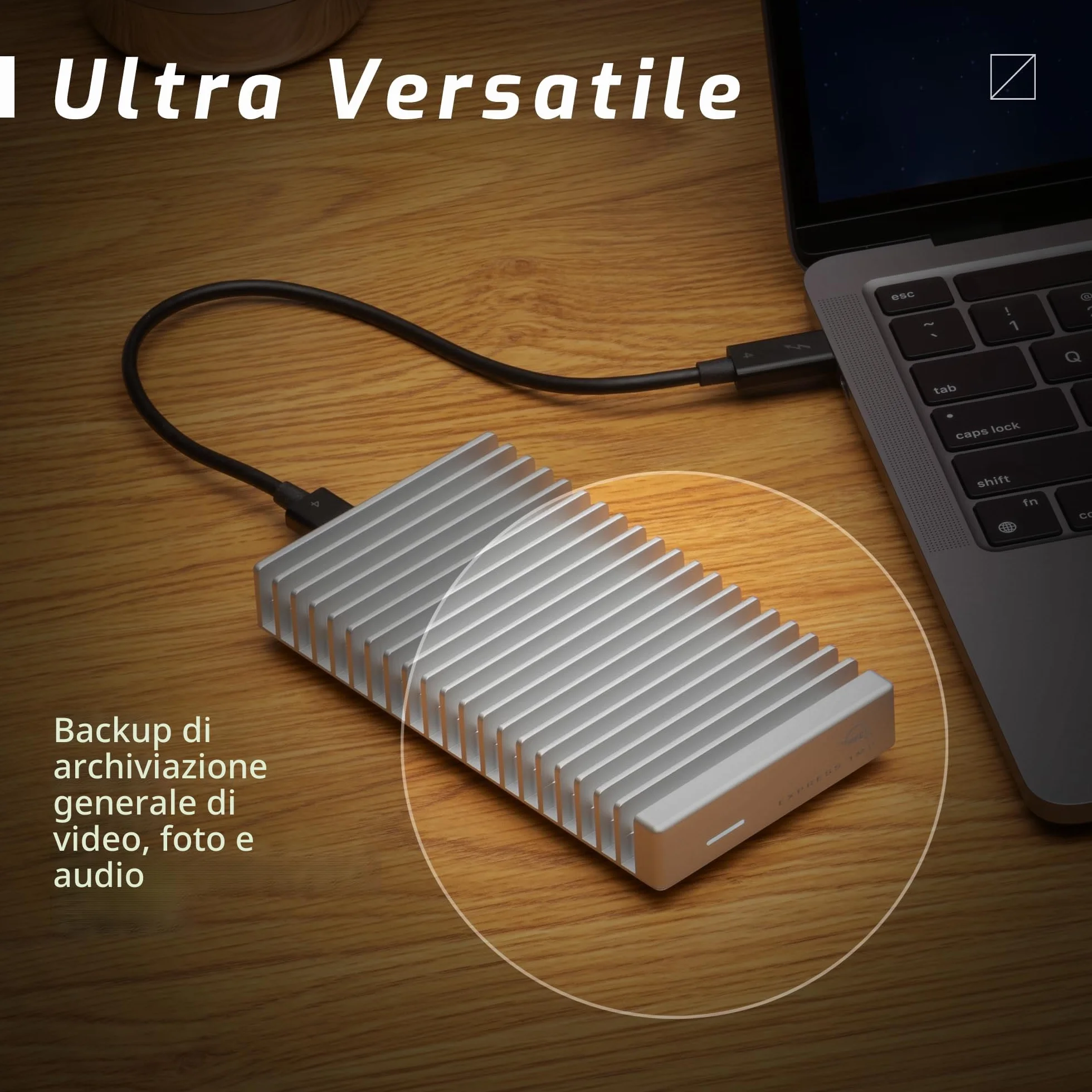 OWC Express 1M2 NVMe Thunderbolt (USB-C) SSD USB4 Ultra veloce esterno SSD Drive con dissipatore di calore in alluminio (solo involucro)