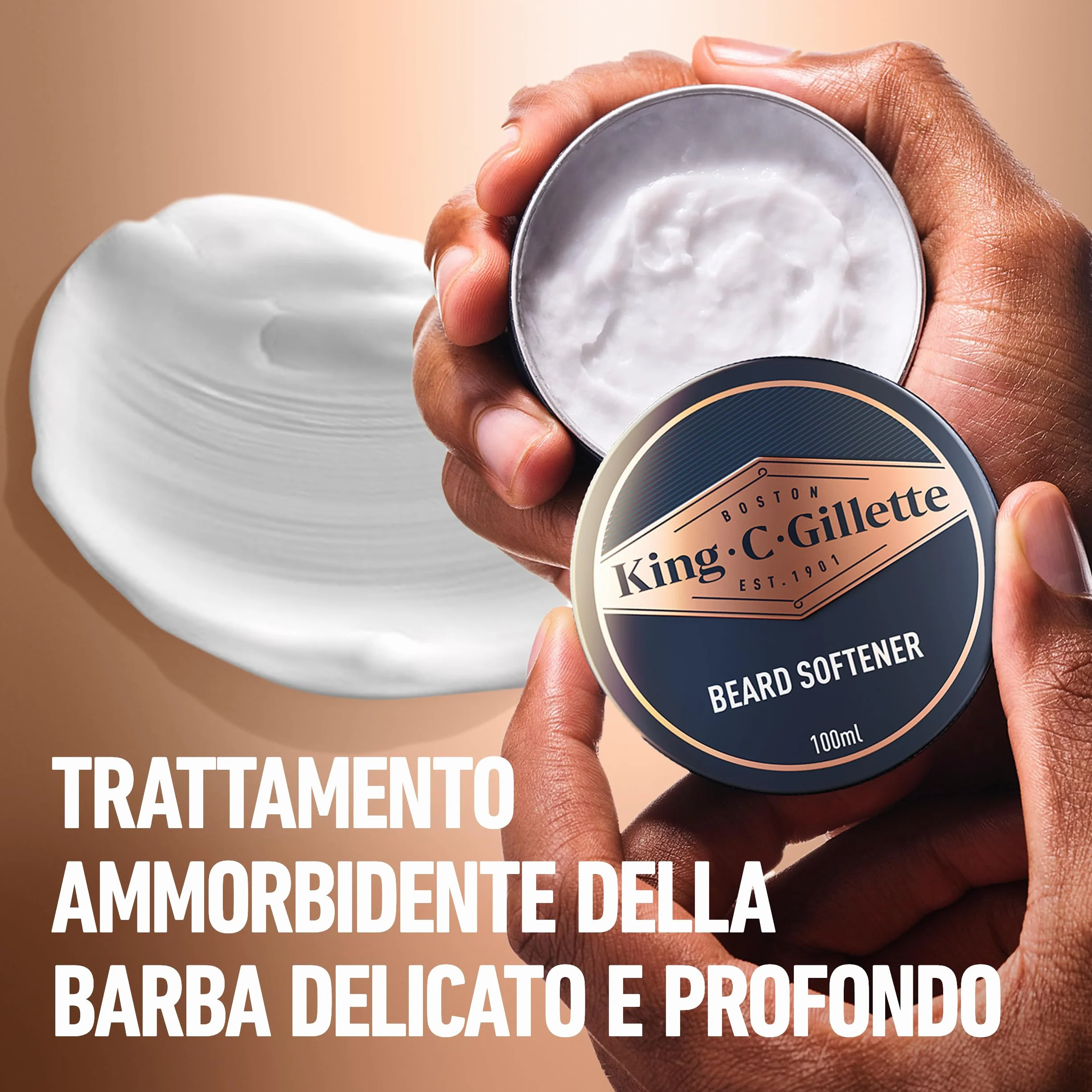King C. Gillette Balsamo Barba 100 Ml Cura Barba Burro di Cacao Regalo Uomo