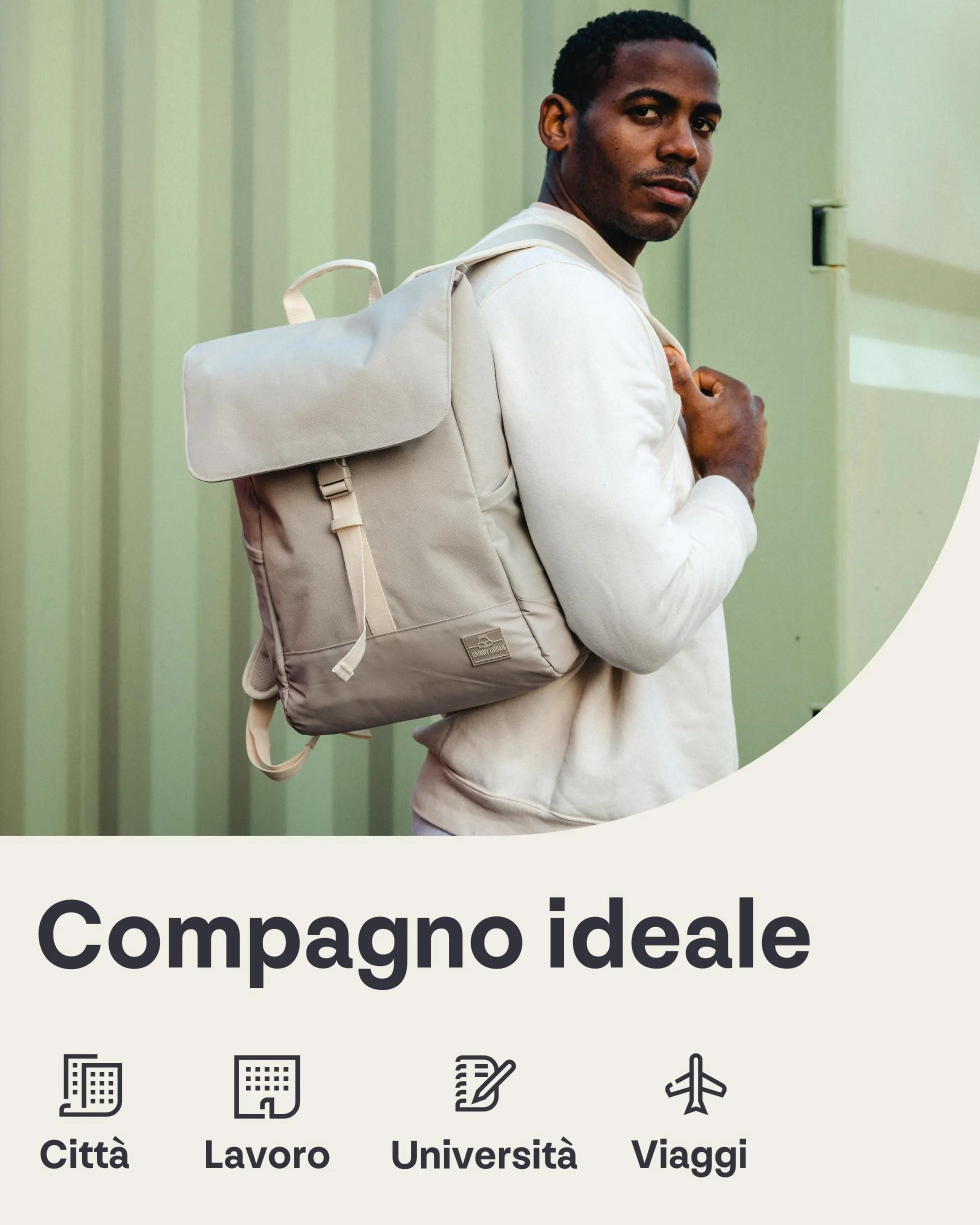 Johnny Urban Zaino Donna e Uomo Nero - MIKA - Zainetto con Vano per PC Portatile 16 Pollici - Backpack per Lavoro, Viaggio, Università - Impermeabile