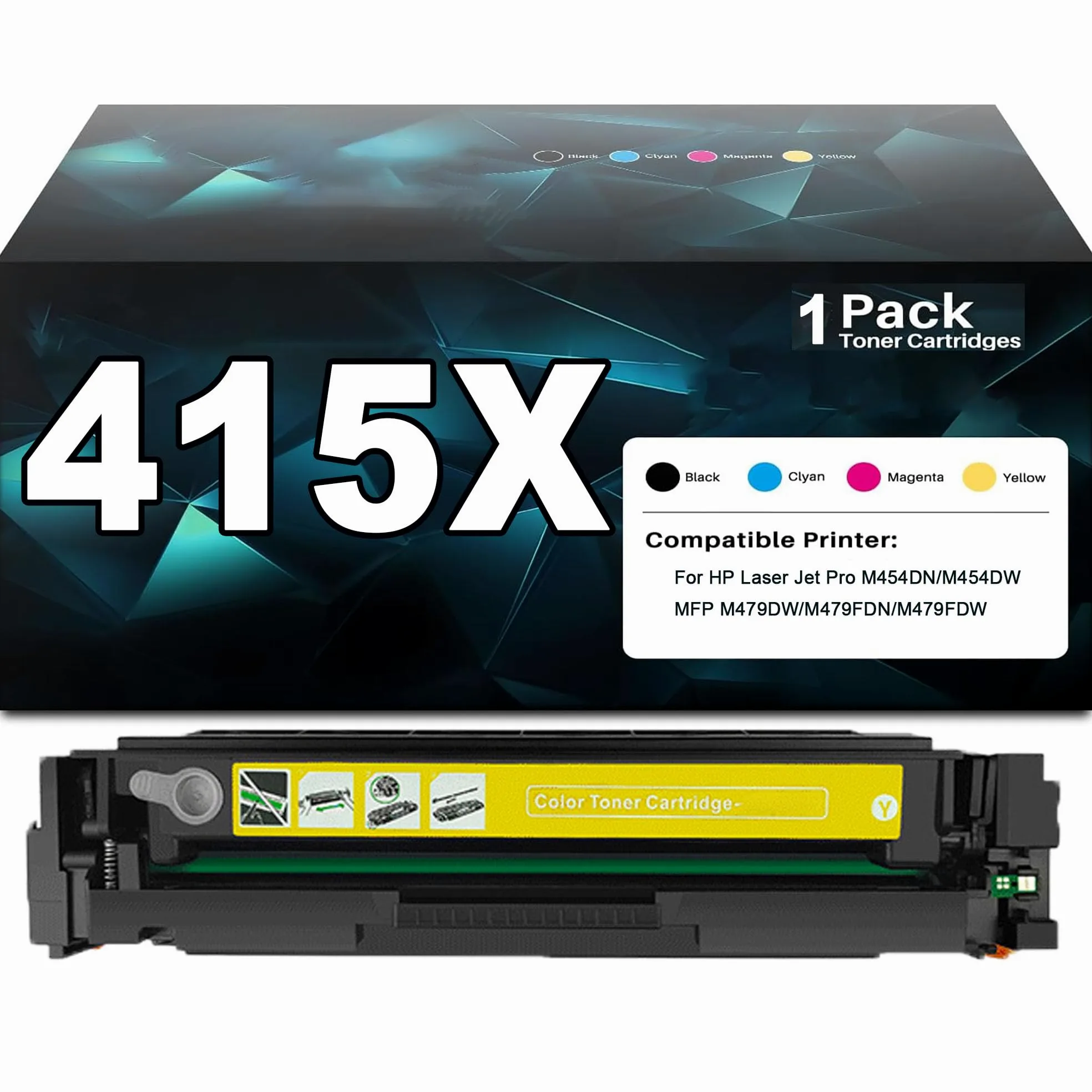 Cartuccia di Toner 415X, con chip, ad alta resa, cartuccia di inchiostro 415X Compatibile con stampante per HP Color LaserJet Pro M454DN/M454DW/MFP M479DW/M479FDN/M479FDW