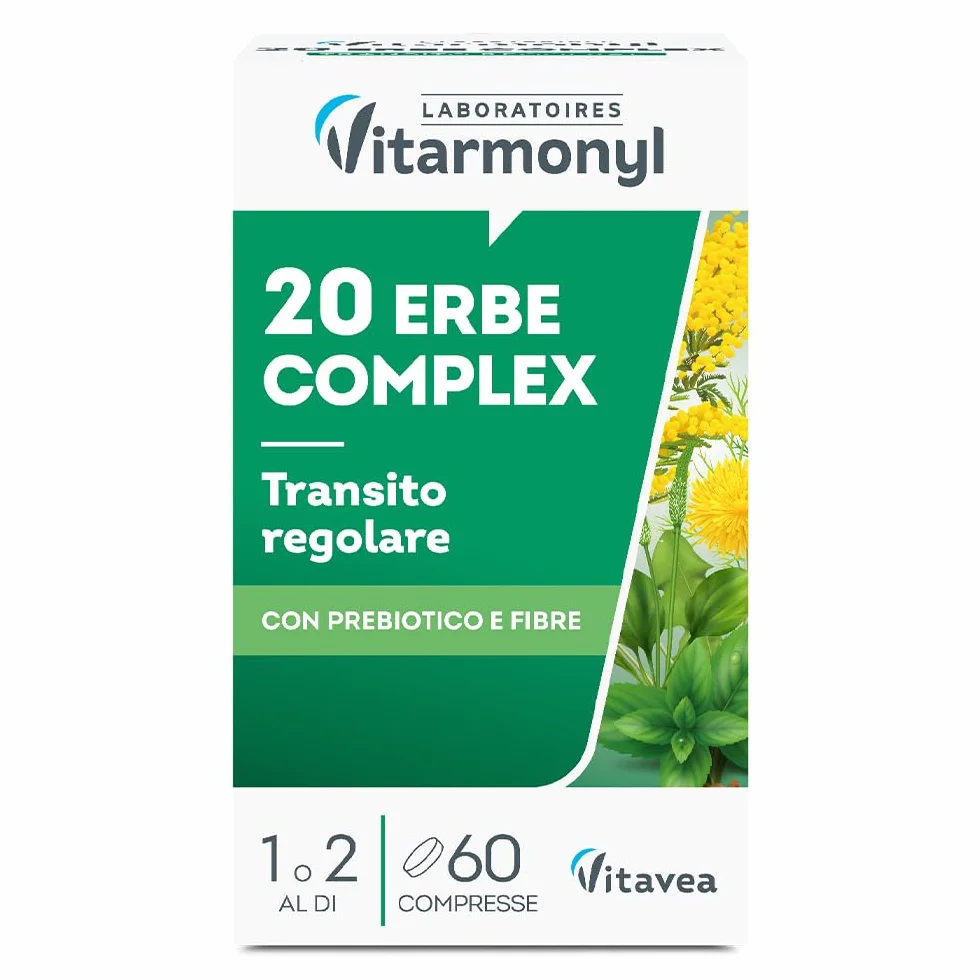 Vitarmonyl 20 Erbe Complex 60 Compresse Transito Regolarità Intestinale Prebiotico Fibre