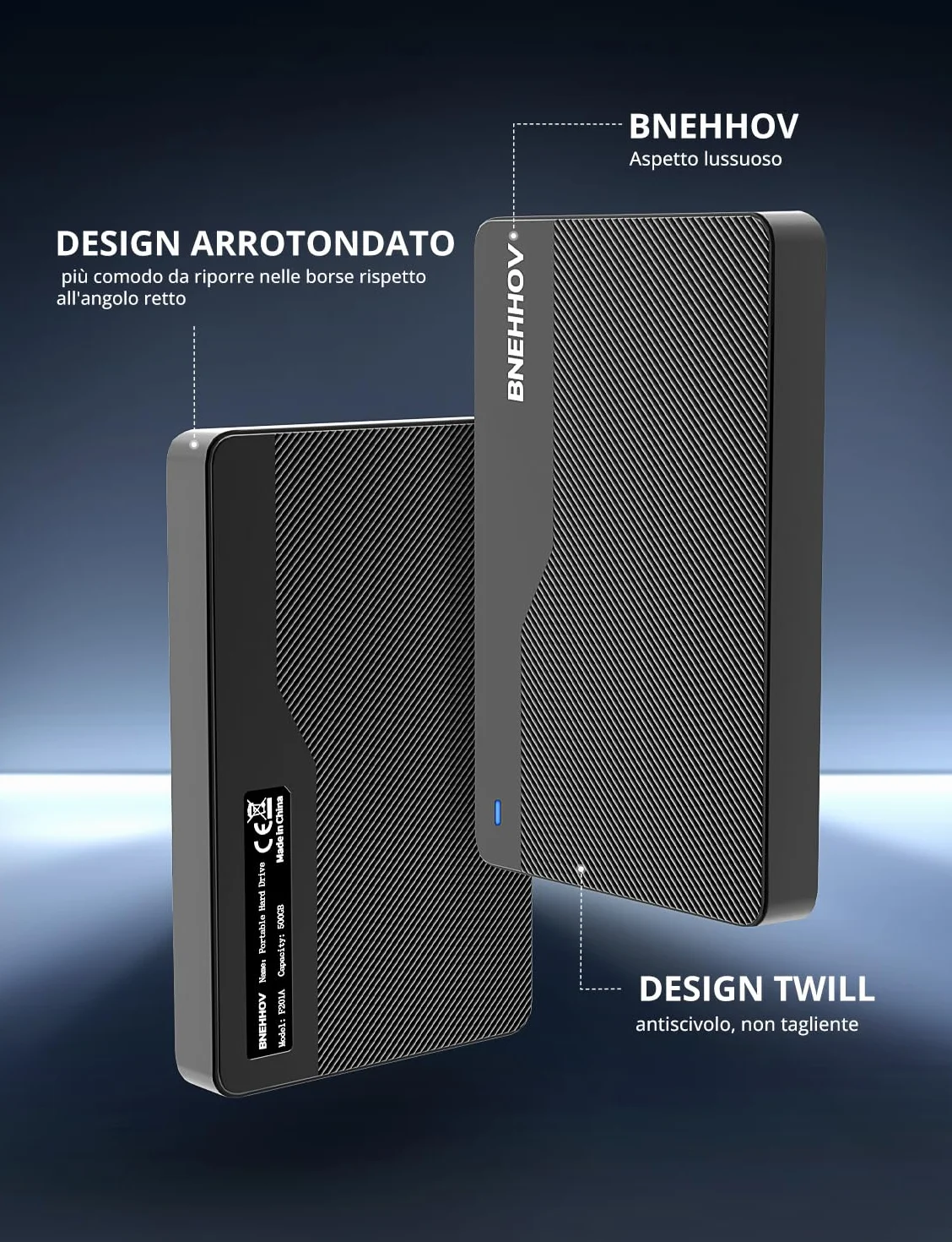 Hard Disk Esterno 500GB Ultra Sottile 2,5 Pollici Portatile USB 3.0 HDD SATA Disco Rigido