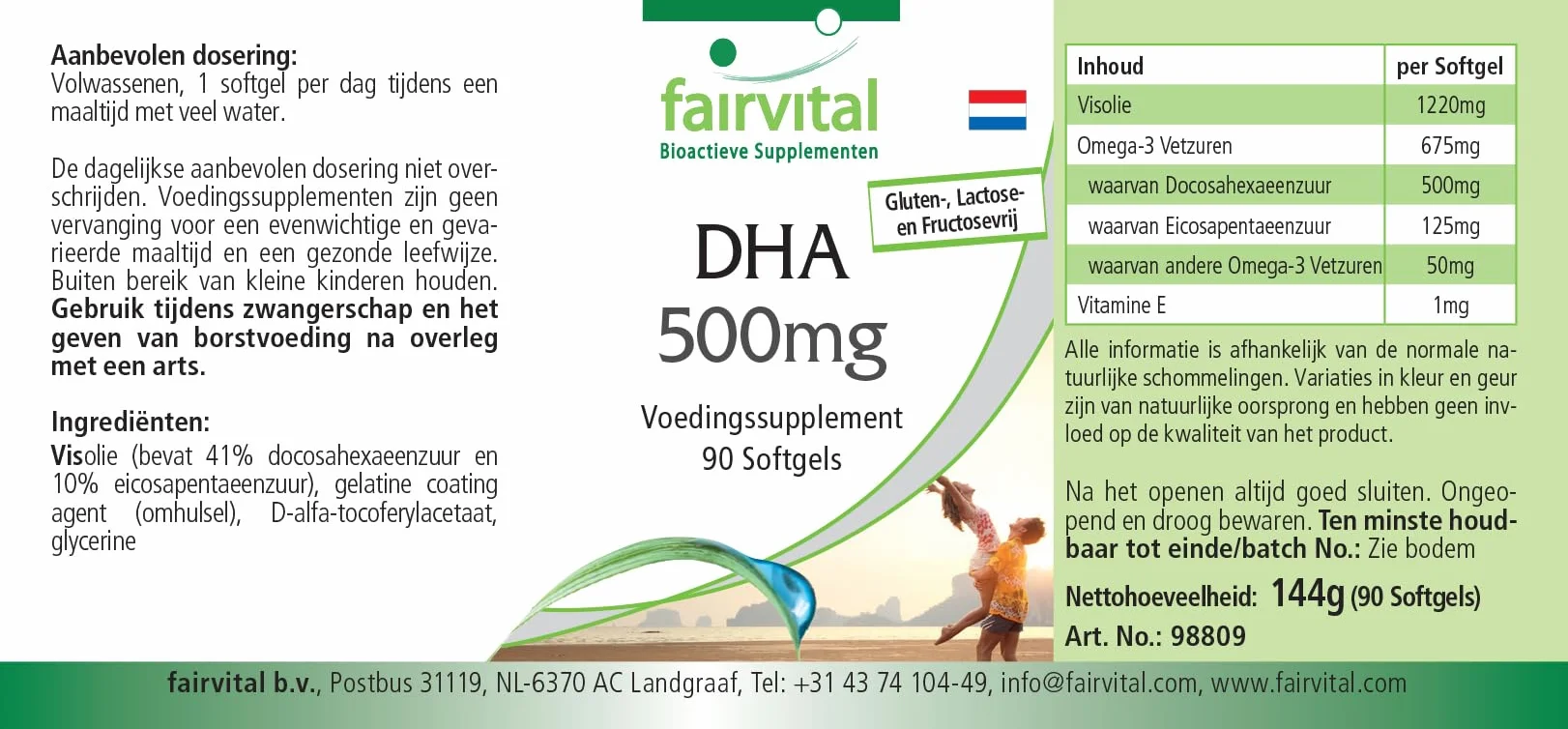 Fairvital Capsule DHA 500 mg 90 softgel Olio di Pesce Alto Dosaggio