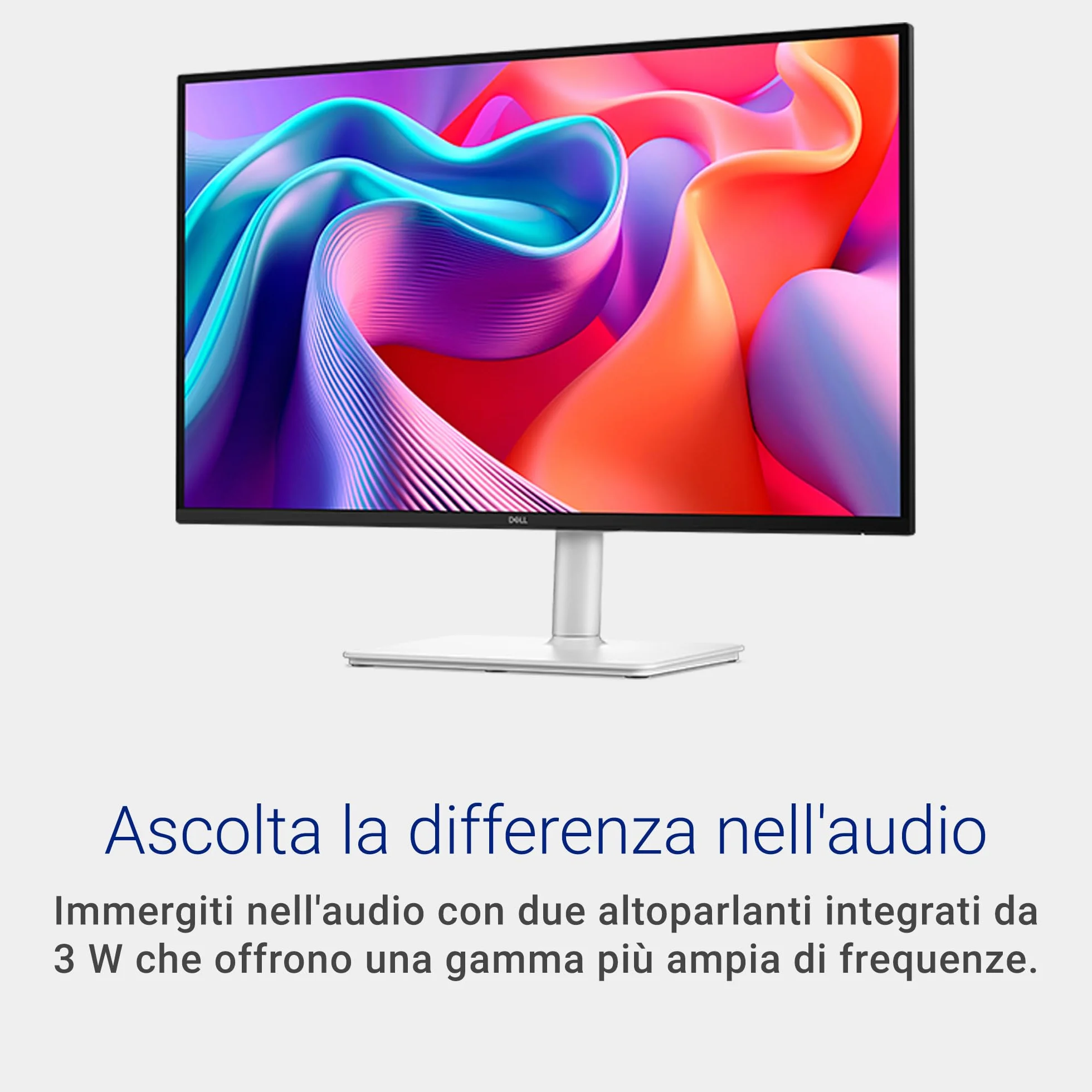 Dell 27 Plus Monitor - S2725DSM, QHD (2560x1440), 144Hz, IPS, 1ms MPRT, AMD FreeSync, 99% sRGB, Regolabile in Altezza, Altoparlanti integrati, DisplayPort, HDMI, 3 Anni di Garanzia, Bianco
