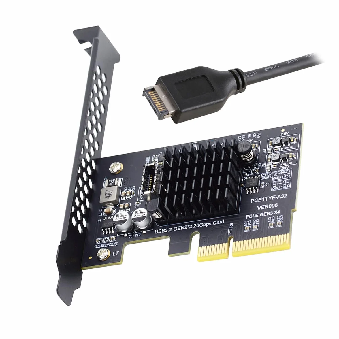 Cablecc Adattatore per scheda madre da 20 Gbps USB 3.2 Gen2 Type-E IDC Front Header USB-C a PCI-E 4X Express Card per scheda madre desktop