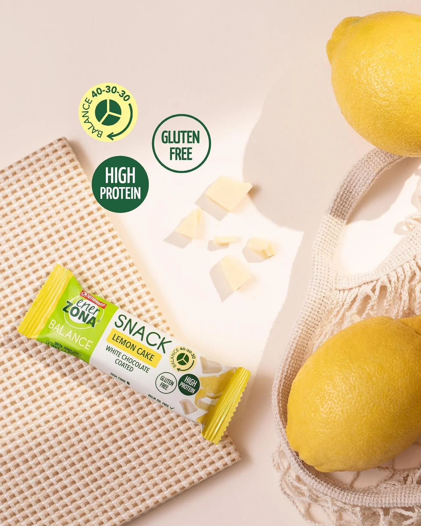 Enervit Enerzona Protein Snack 40-30-30 Gusto Lemon Cake 30 Barrette Proteiche 33gr