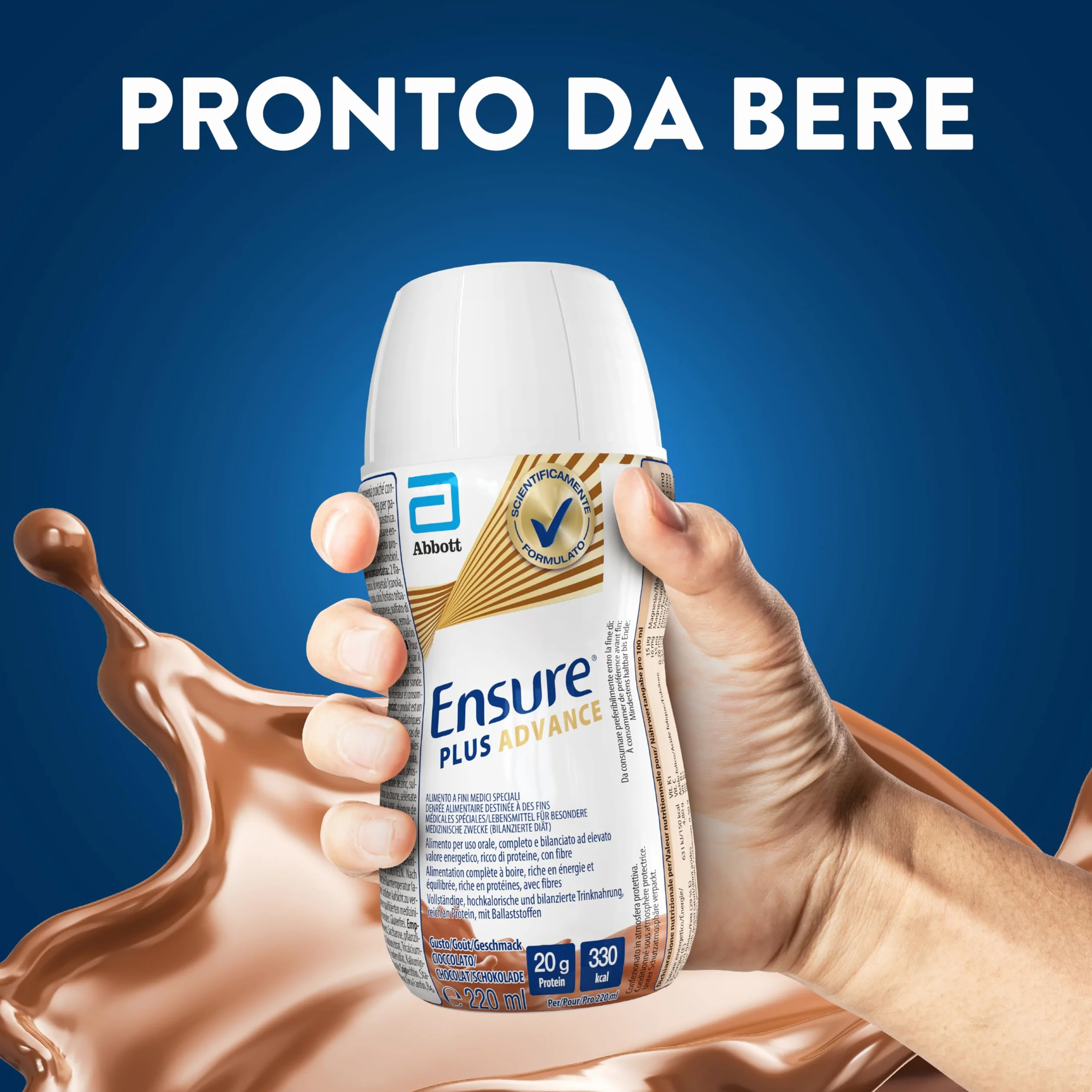 Ensure Plus Advance Supplemento Nutrizionale Ipercalorico Iperproteico 4x220ml Gusto Cioccolato