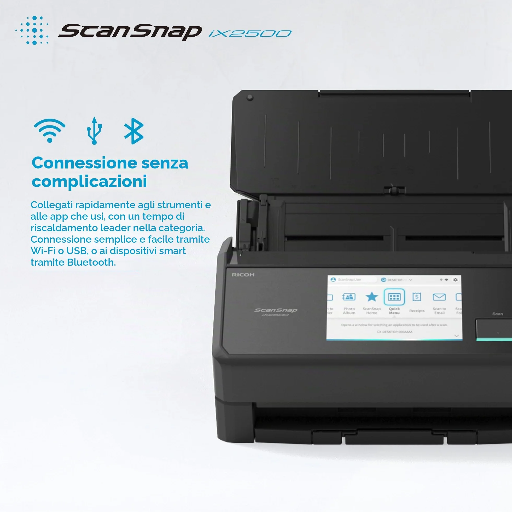 Ricoh ScanSnap iX2500 Dokumentenscanner 45 S./min 600 Dpi WLAN Bluetooth USB-C