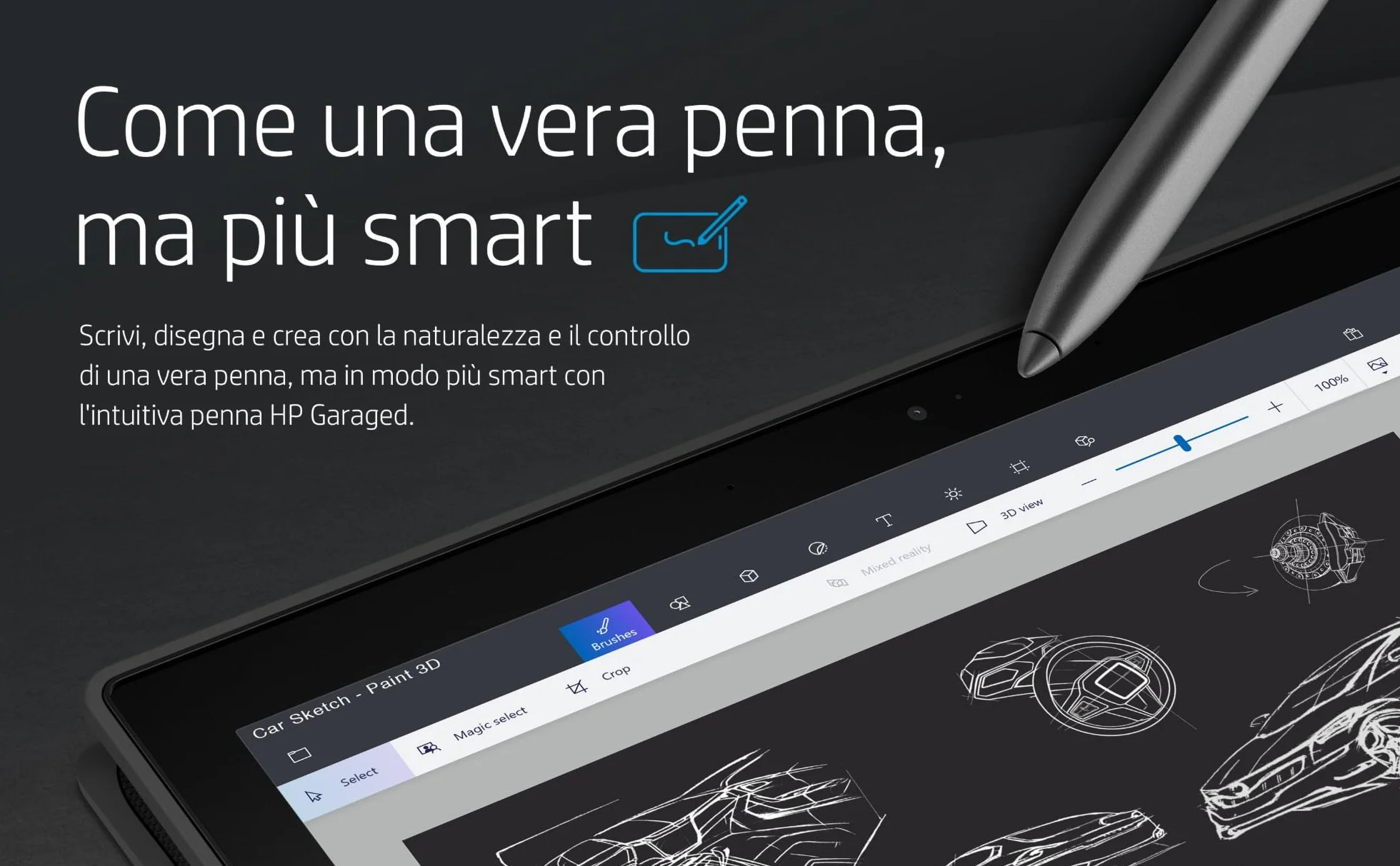 HP MPP 1.51, Penna Ricaricabile, 2 Punte Intercambiabili, 2 Pulsanti Configurabili, Autonomia fino a 18 Mesi, Supporto Magnetico, Compatibile con PC con Tecnologia MPP, Nera