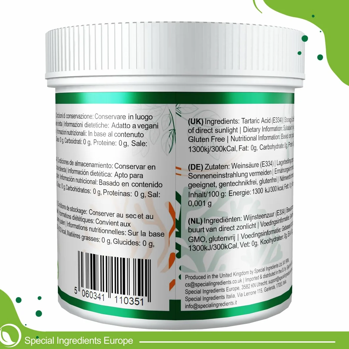 Special Ingredients Polvere di acido tartarico (Tartaric Acid) 100 g