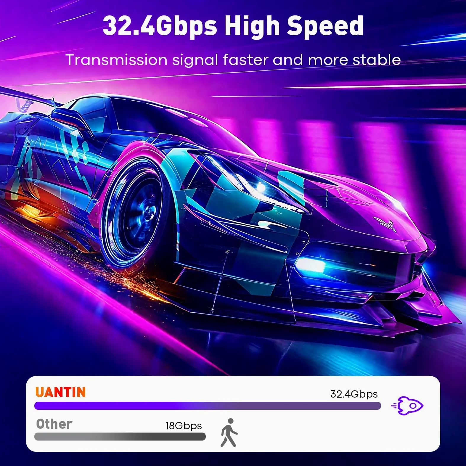 UANTIN Adattatore da mini DisplayPort a HDMI 8K 4K 120Hz/8K 60Hz, convertitore intrecciato ad alta velocità Thunderbolt 2 (DP) a HDMI, da maschio a femmina, mini porta display per MacBook Air/Pro, Mac