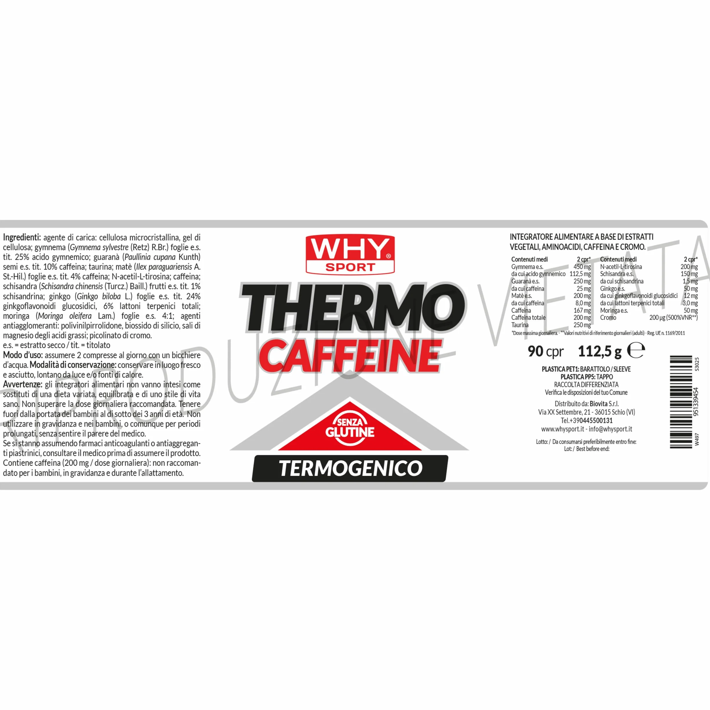 WHY SPORT THERMO CAFFEINE Brucia Grassi Pre Workout 90 Compresse