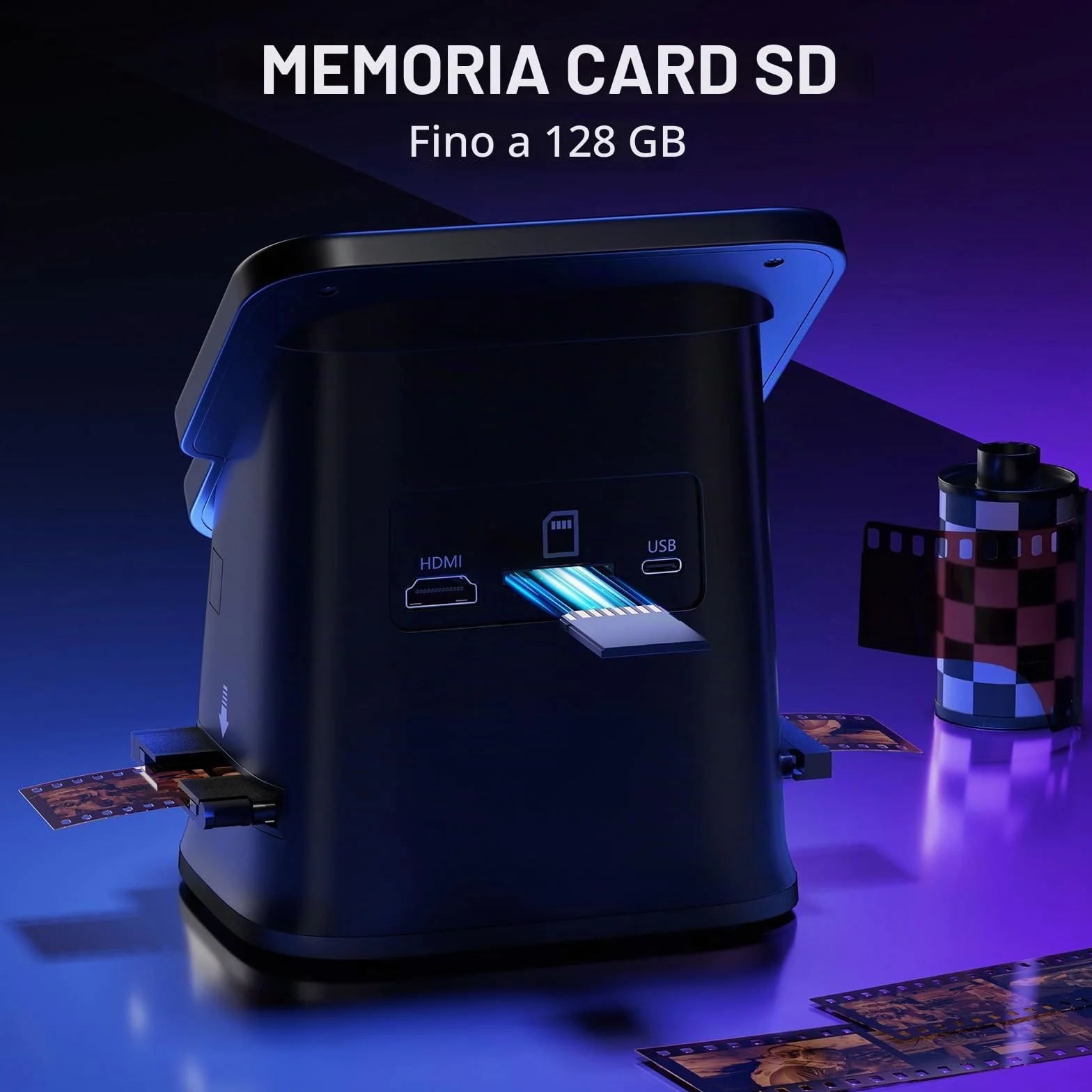 PORTTA Film Scanner 5" LCD Screen 22MP Slide Negative Scanner 135 126 110 Film Digital Converter HDMI SD Card