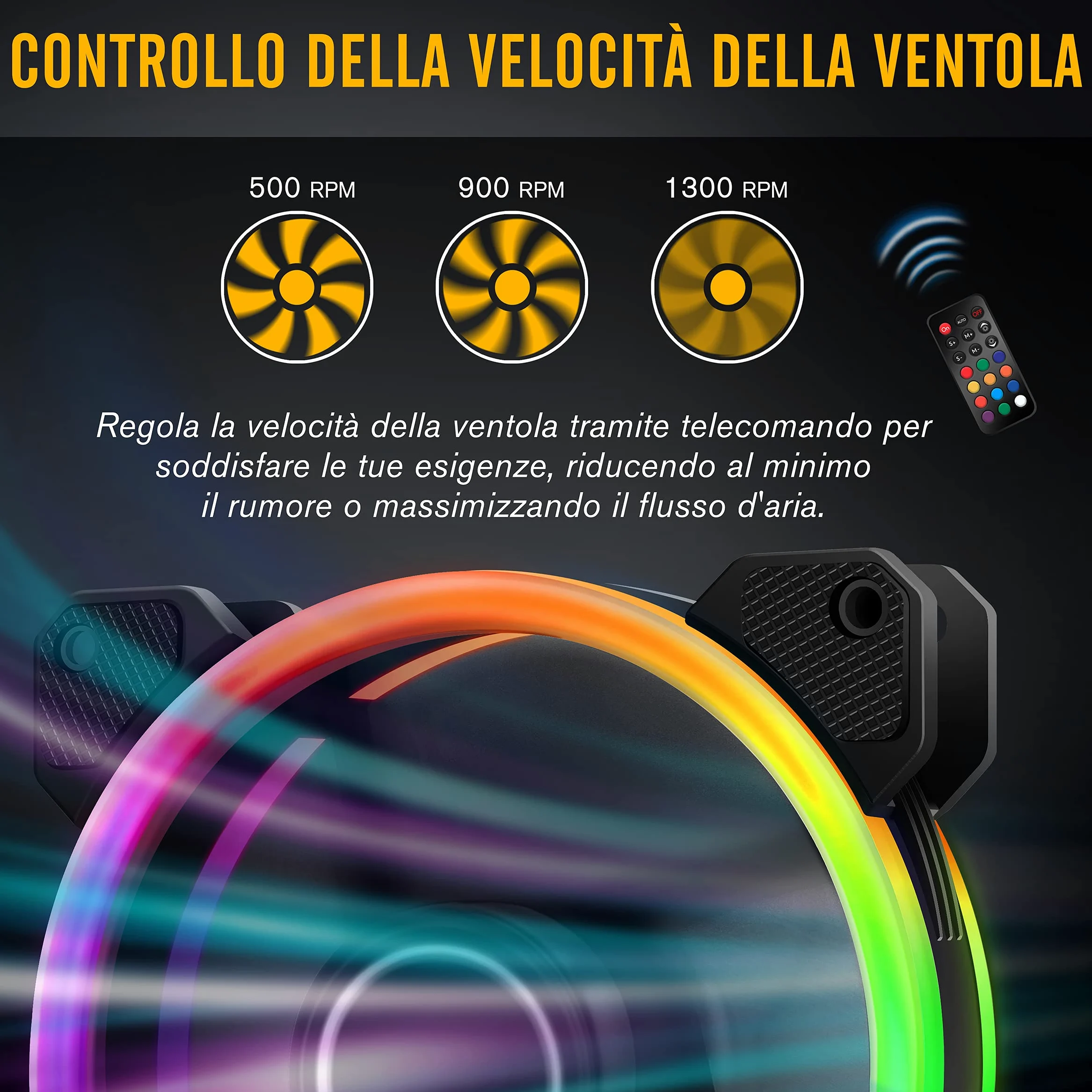 EZDIY-FAB RGB Ventole Case,Dual Ring 120mm Ventola PC,5V Scheda Madre Sync,RGB Sync Fan con Fan Hub X e Telecomando-5 Pack