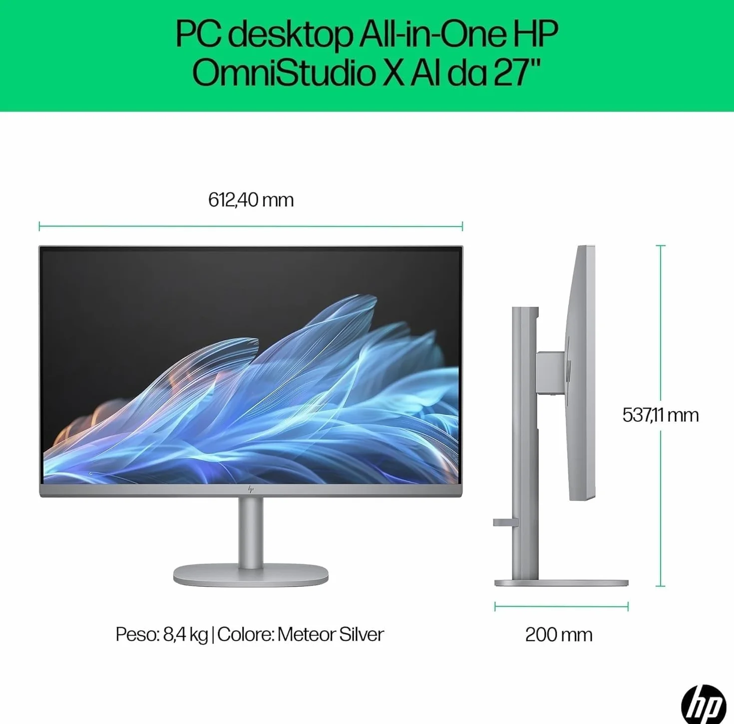 HP Omnistudio X 27-cs0000sl All-in-One Intel Core Ultra 5-125H Intel Evo 16GB RAM 1TB SSD 27" IPS FHD Antiriflesso Windows 11 Grigio