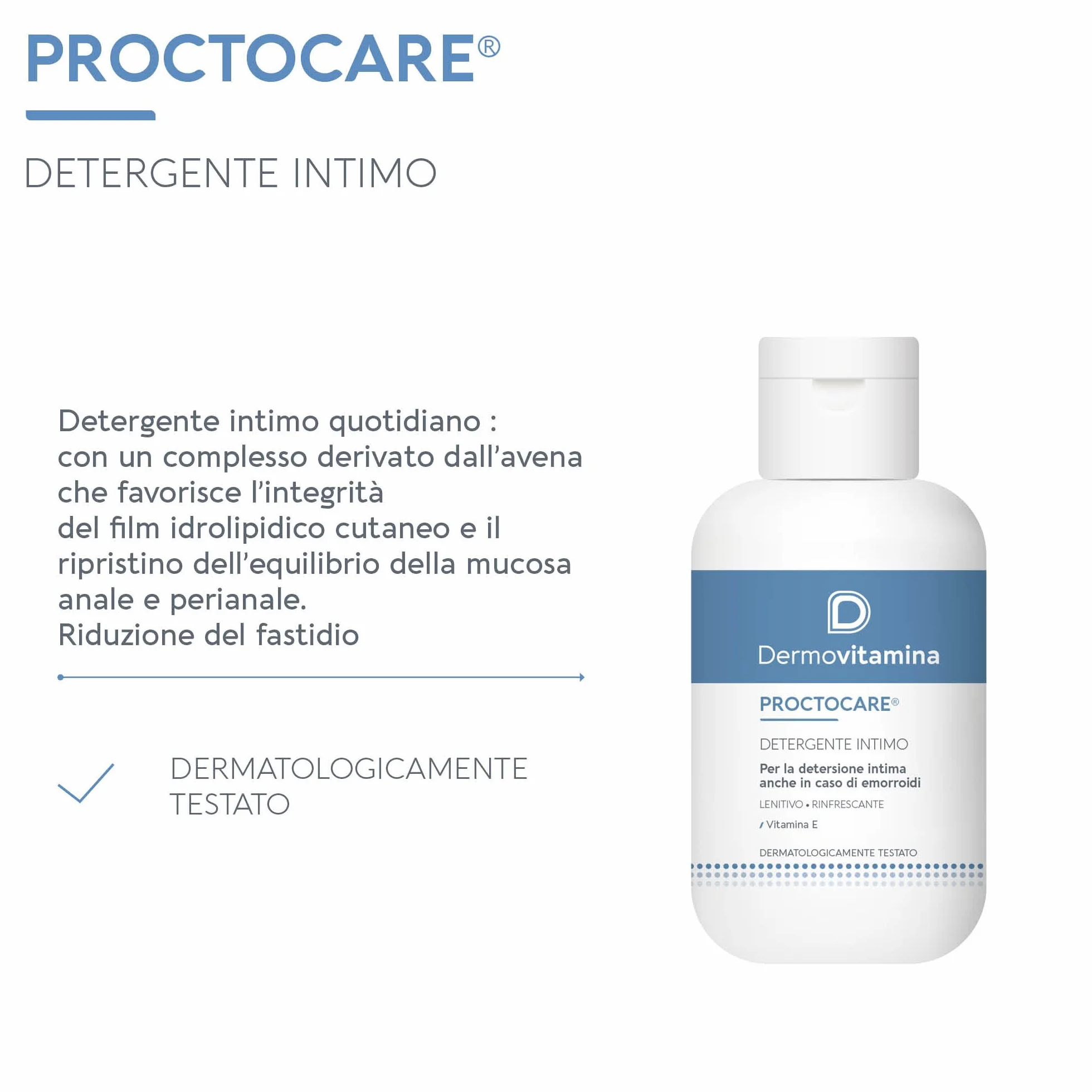 Dermovitamina Proctocare Detergente Intimo Lenitivo Rinfrescante con Vitamina E e Proteine d'Avena 150ml