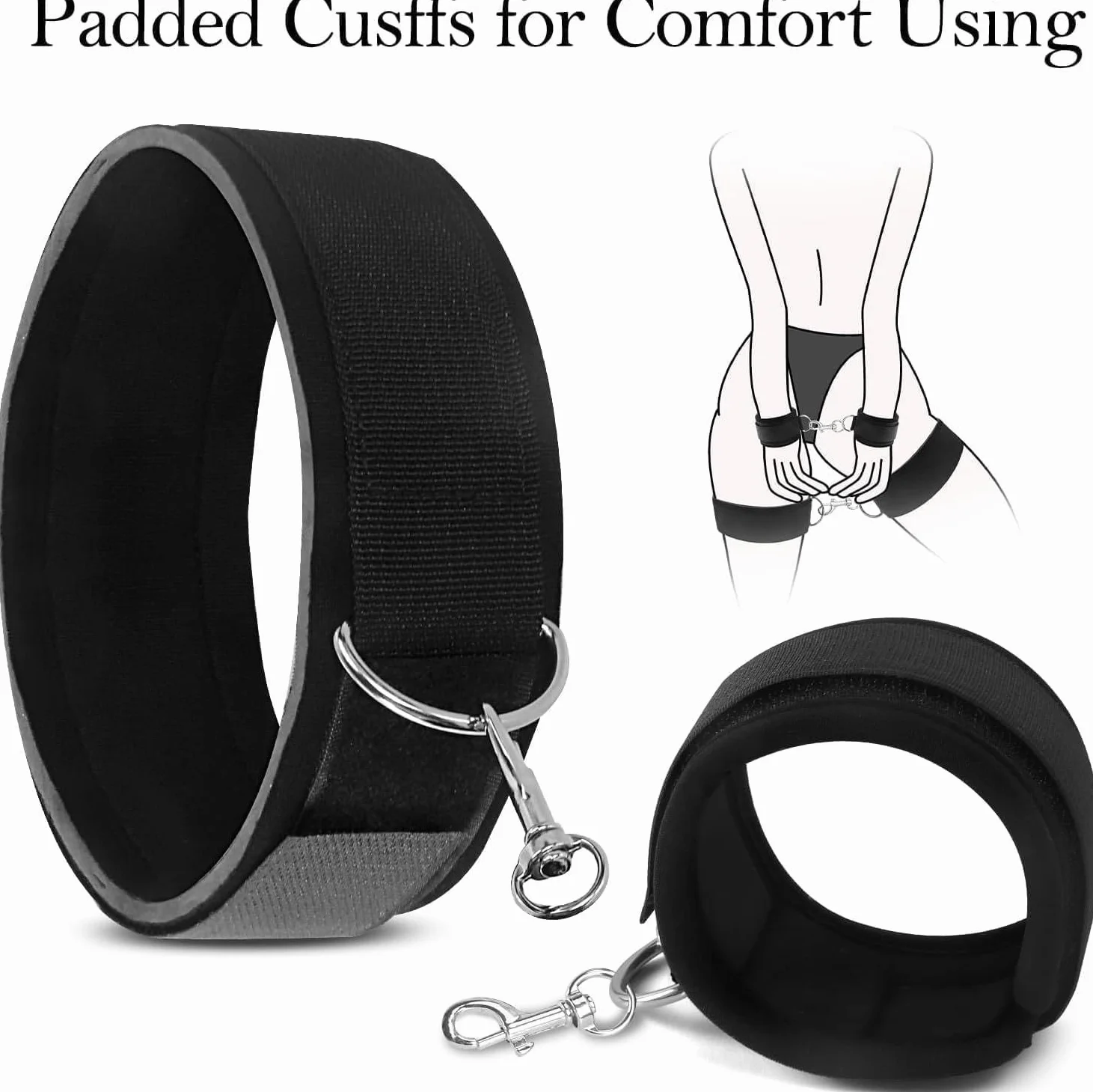 BDSM Collar Handcuffs Nipple Clamp Ball Gag Slave Rope Bondage Whip Restraints Set Fetish Kit Adult Sex Erotic Toys