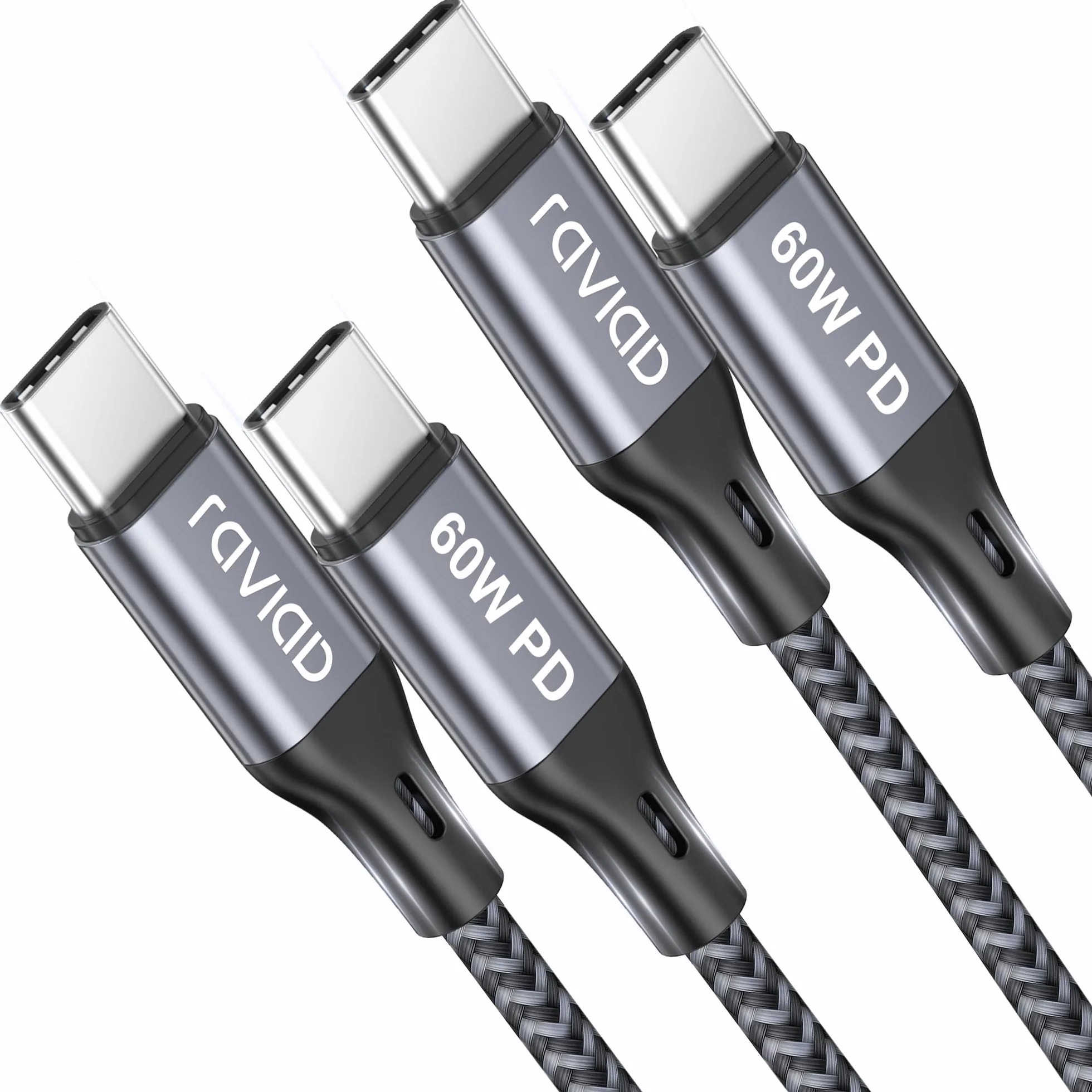 RAVIAD Cavo USB C USB C [2Pezzi 1M], 60W Cavo USB Type-C PD 3A Ricarica Rapida Nylon Intrecciato Cavo per iPhone 17 16 15 Pro Max, Samsung Galaxy S24 S23 S22 S21 S20 A12, Google Pixel
