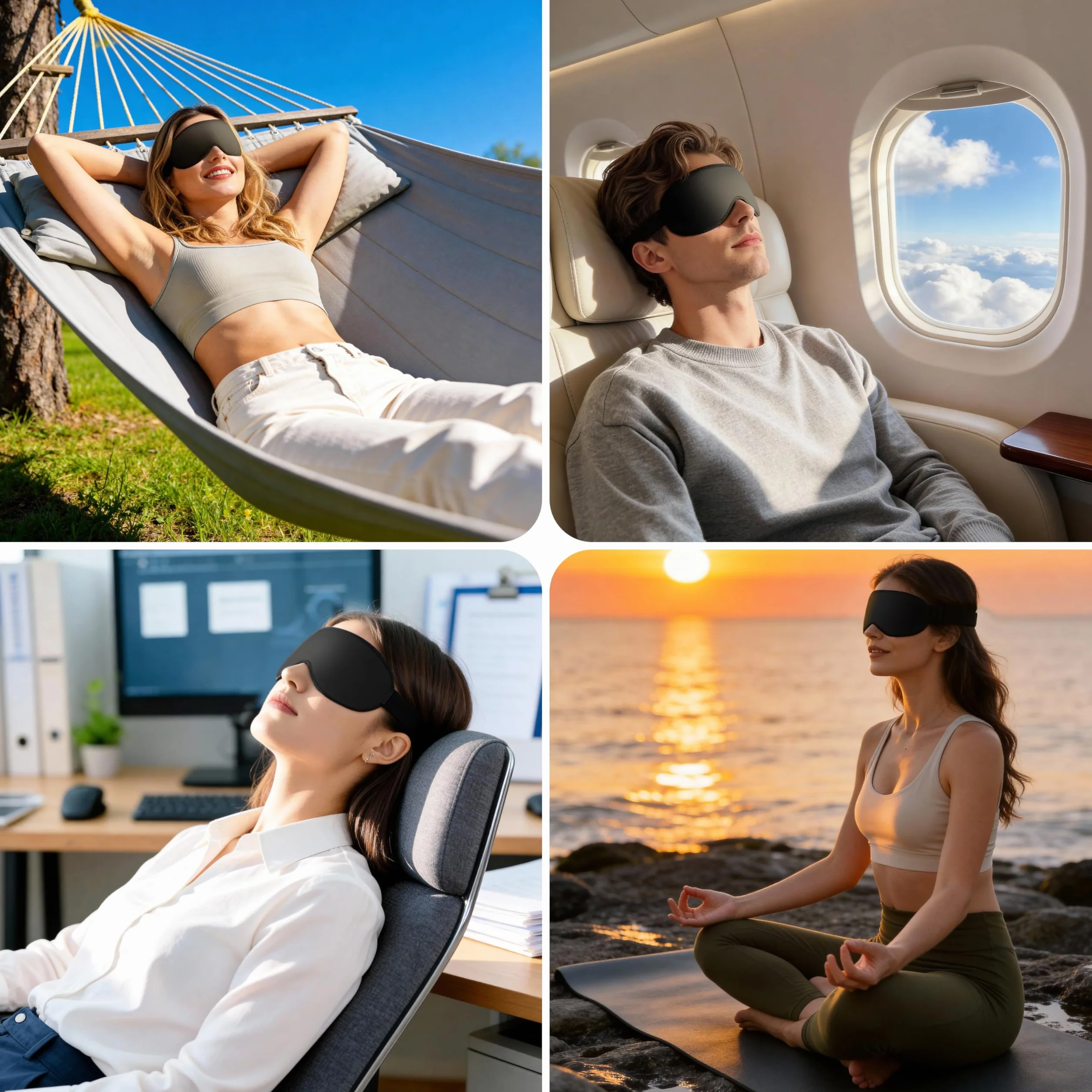 Gritin Mascherina per Dormire 3D Occhi Blocca Luce, Pressione Zero, Ergonomico, Morbido, Confortevole per Viaggi Sonno