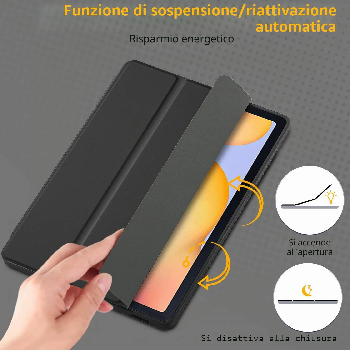 Custodia Compatibile Samsung Galaxy Tab S6 Lite 10.4 2024/2022/2020 SM-P610N/P615N con Vetro Temperato, Leggero, Supporto in Pelle PU, Nero