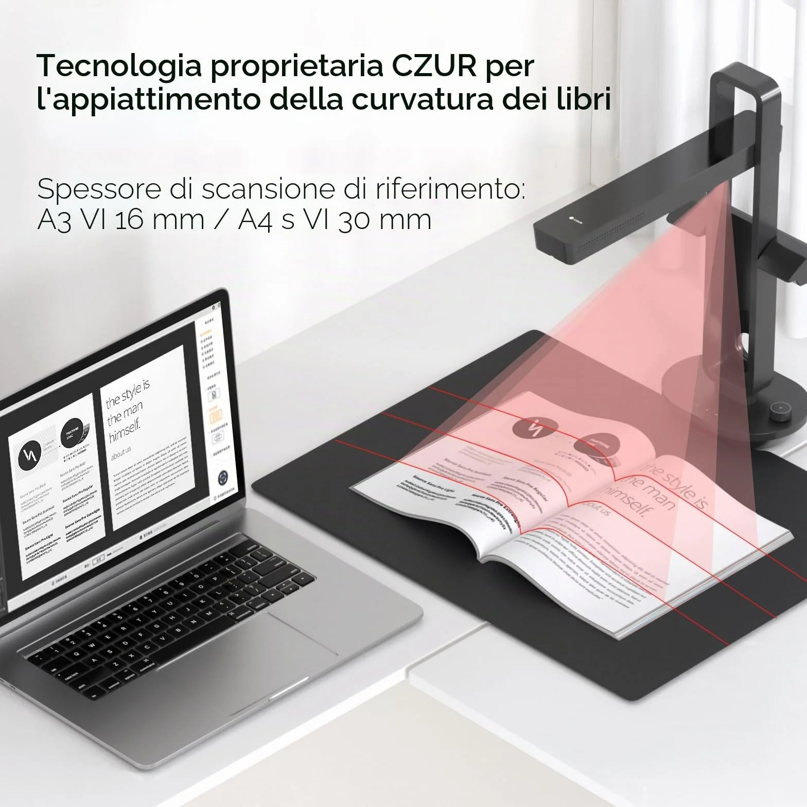CZUR Aura Pro Scanner Portatile per Libri A3 OCR MacOS Windows