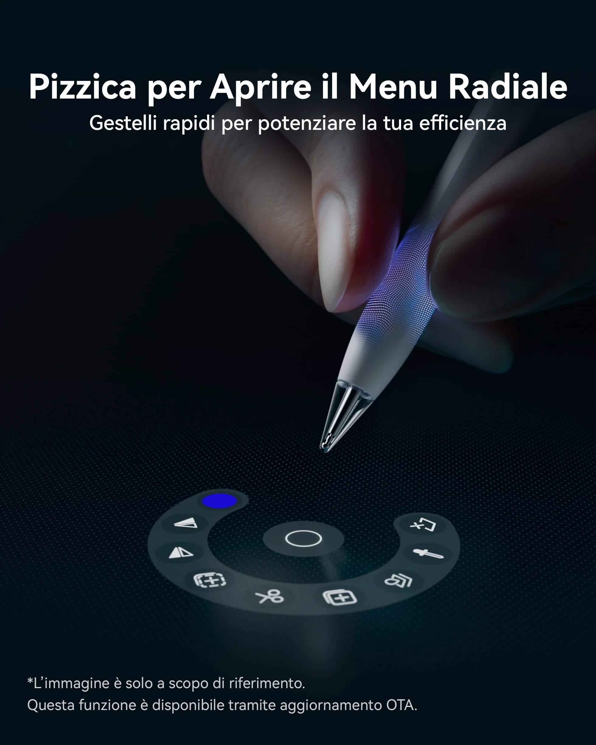 HUAWEI M-Pencil Pro, Penna Stylus con Tre Punte Yersatili, Design con Luce Pulsante, Pulsante Rapido, Gesti Multipli, 10.000+ Livelli di Sensibilità alla Pressione, NearLink