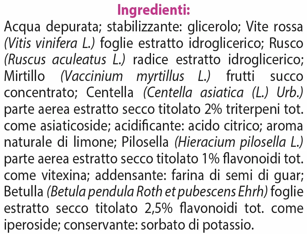 ESI Erbaven Integratore Alimentare Vite Rossa Centella Asiatica Betulla Microcircolo Drenaggio Liquidi Gusto Limone Senza Glutine Vegano 16 Pocket Drink