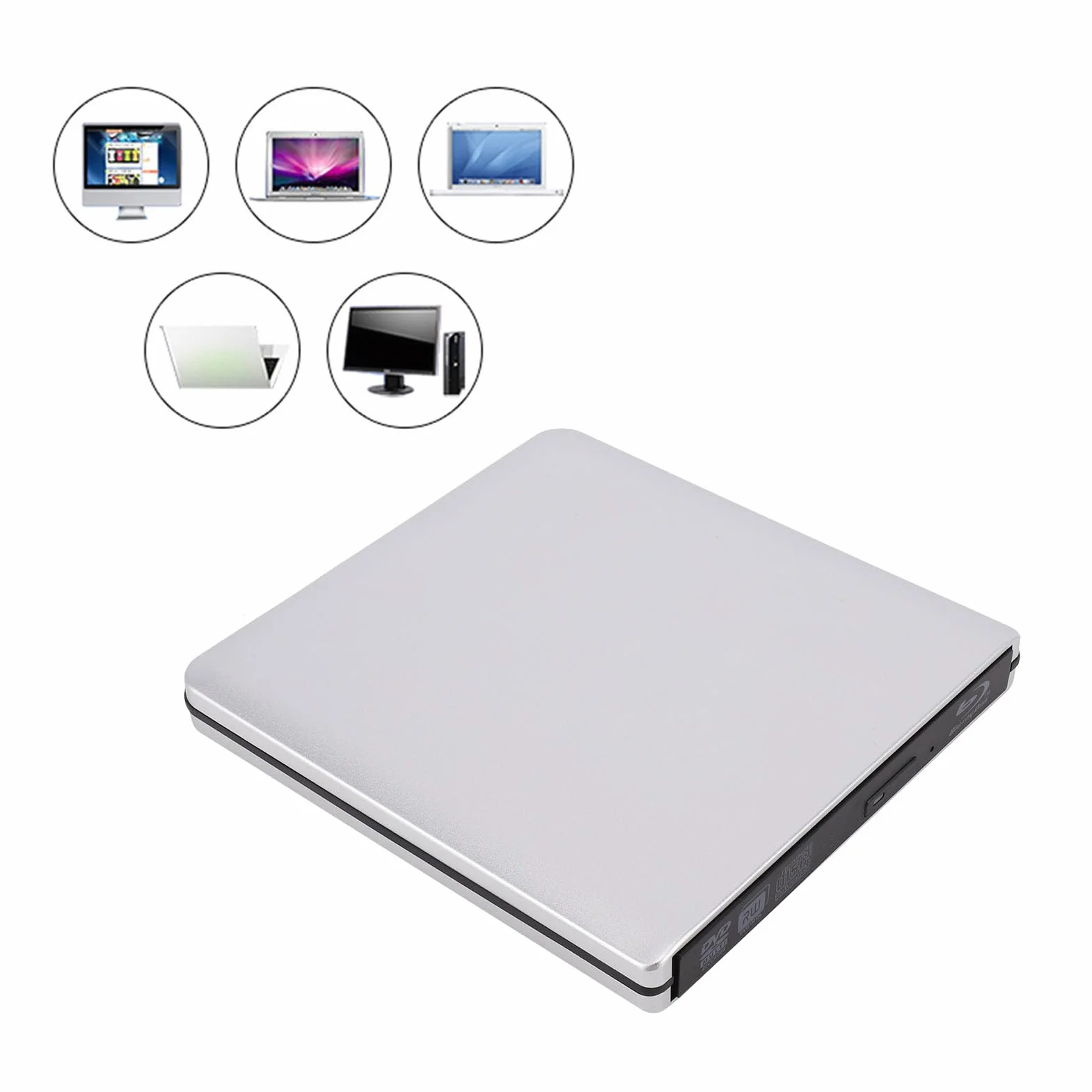 Unità DVD esterna USB 3.0 CD, masterizzatore Slim Blu-Ray DVD/CD Disc Masterizzatore in lega di alluminio, masterizzatore DVD BD BD Writer per PC portatile