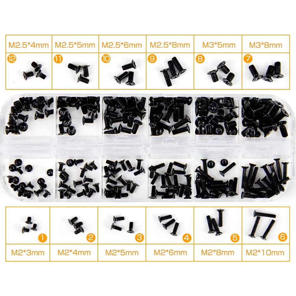Akuoly Set di Viti per Computer Portatile M2 M3 M2.5 per Riparazione PC Universale, 240 Pezzi, Nero