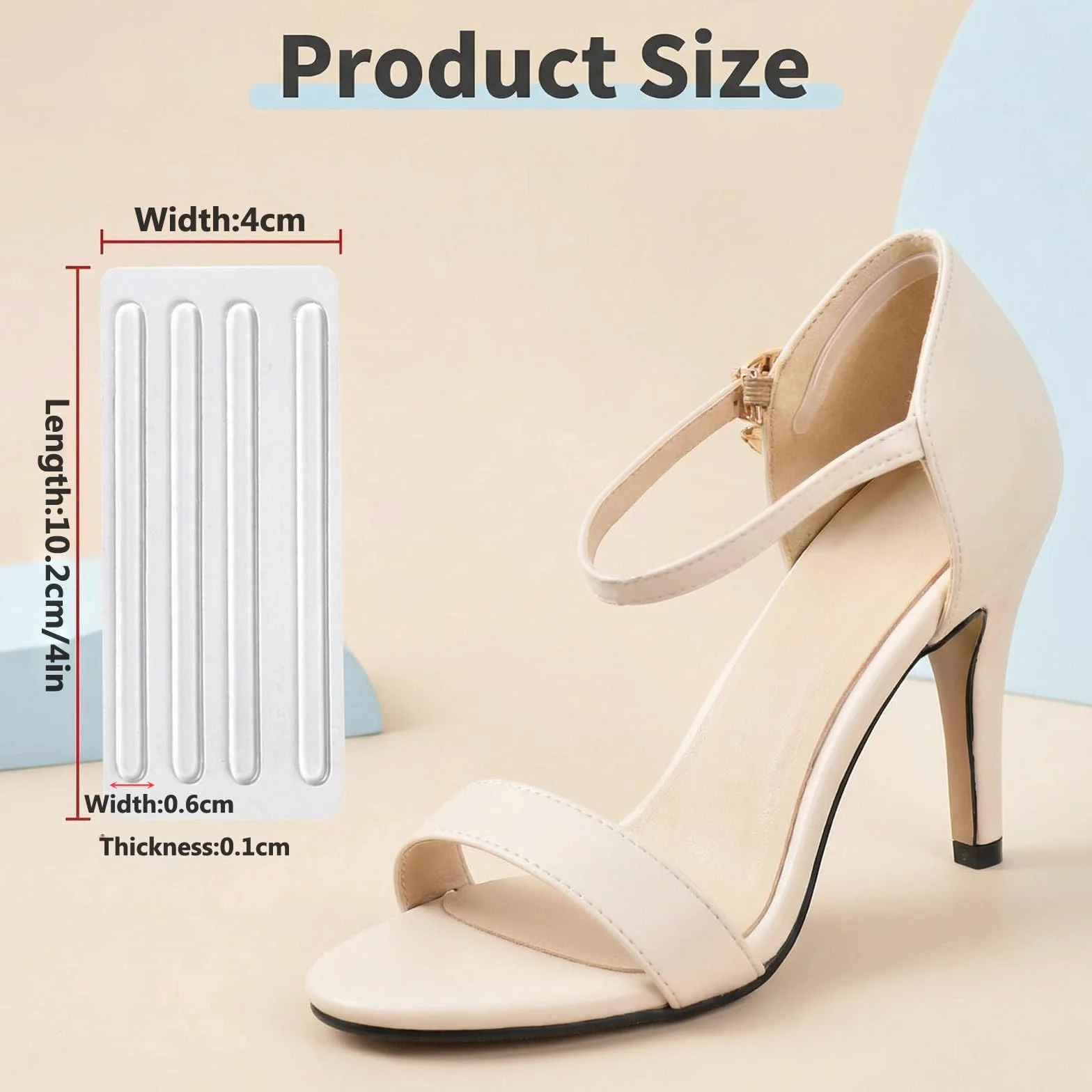 Erioctry, nastro adesivo in silicone sottile e trasparente per tallone, 6 fogli (24 pezzi)
