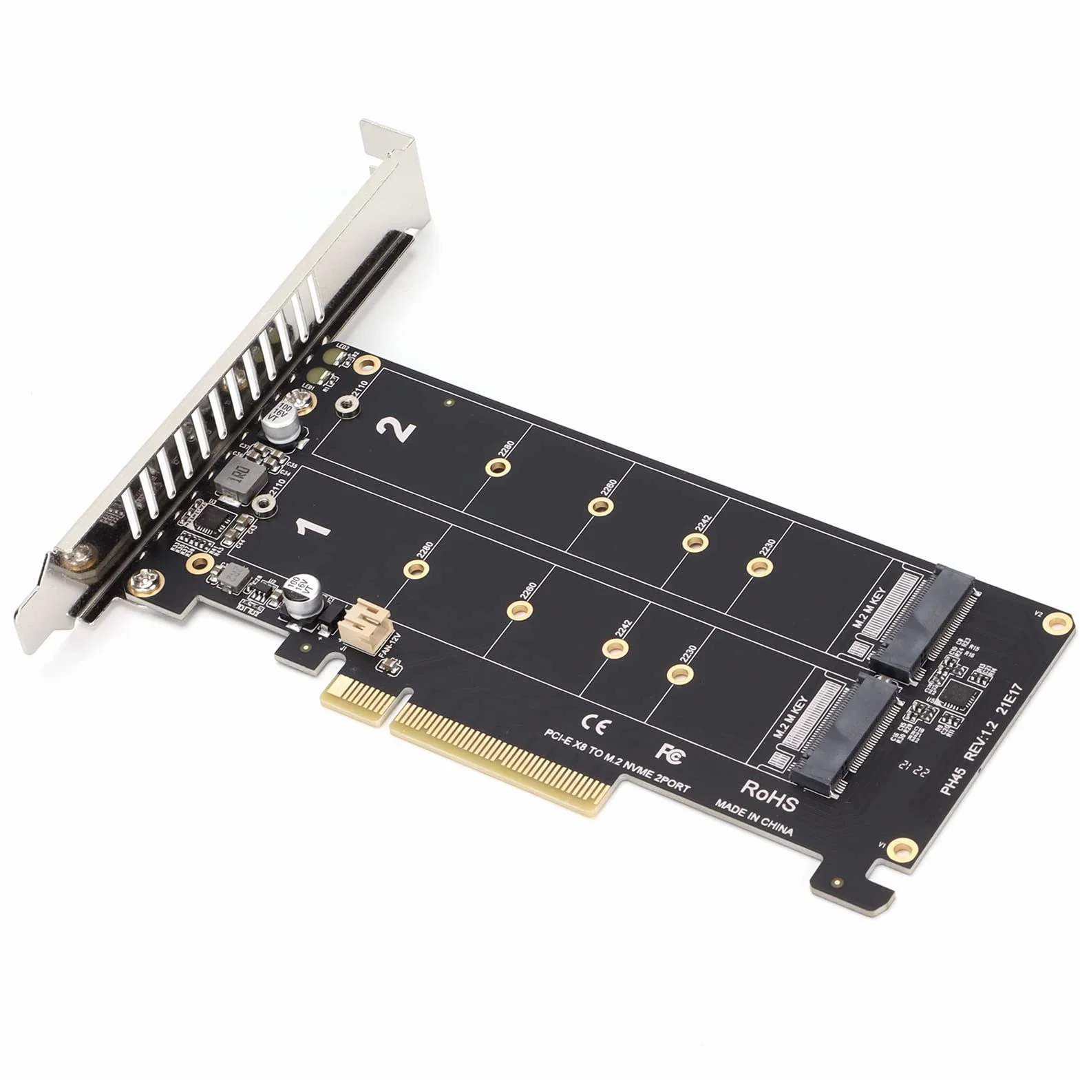 Topiky Scheda Adattatore Dual M 2 NVMe SSD a PCIE X8 M Key, Scheda di Espansione del Convertitore del Convertitore del Disco Rigido della Scheda Array di Divisione del Segnale, Scheda