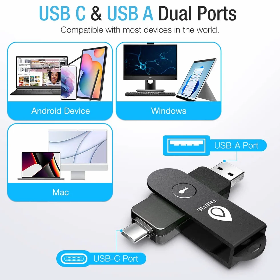 Thetis Pro FIDO2 Security Key Passkey dispositivo con PinPlex, Dual USB C & USB A & NFC, certificato PIV, app di autenticazione TOTP/HOTP, autenticazione a due fattori MFA, funziona con Window/MacOS