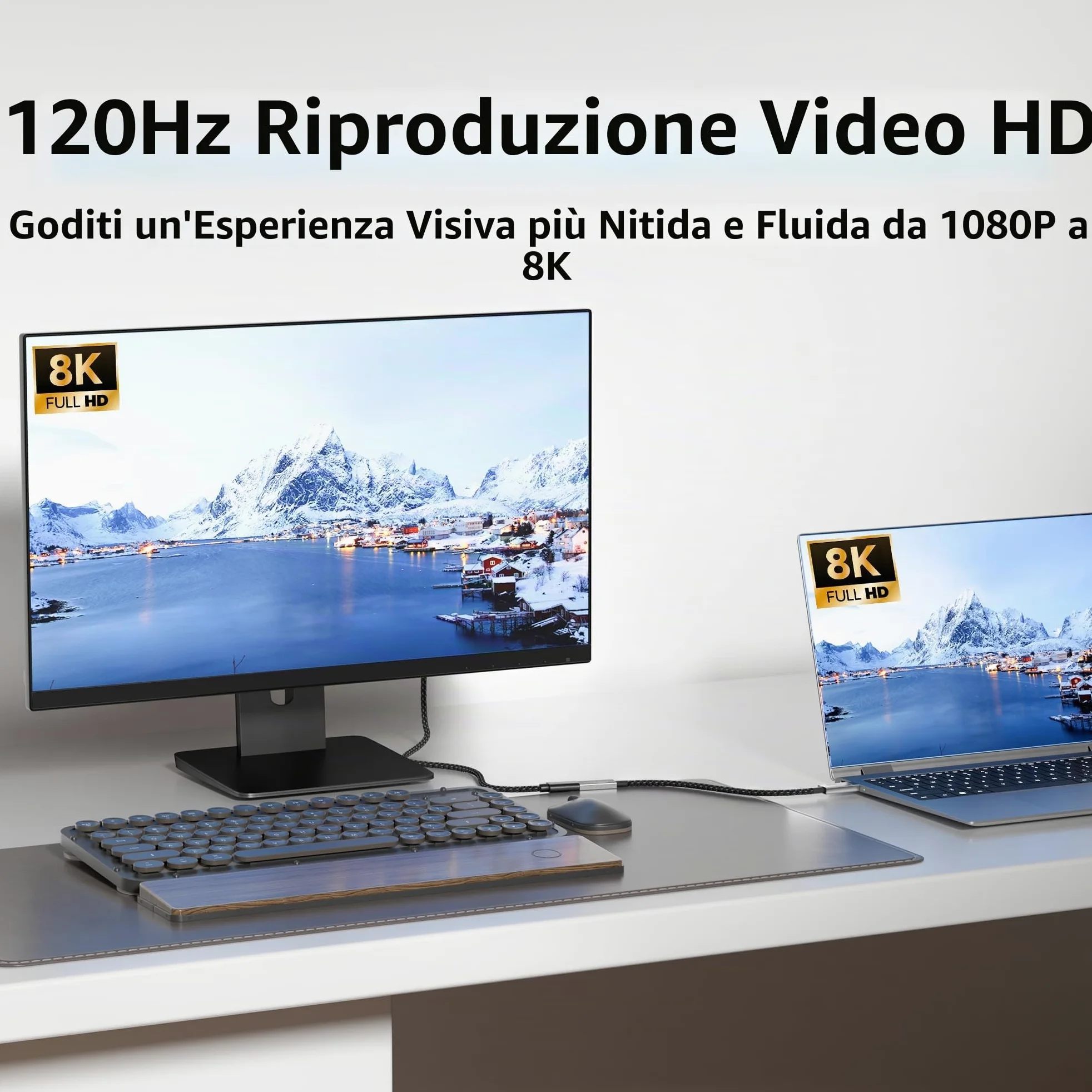 3 M Lungo Cavo Prolunga USB C Compatibile con Thunderbolt 5/4/3,USB-C Maschio-Femmina 40Gbps Trasmissione Dati,240W 5A Ricarica Rapida,8K@120Hz Video per Monitor/Laptop/SSD/Docking.