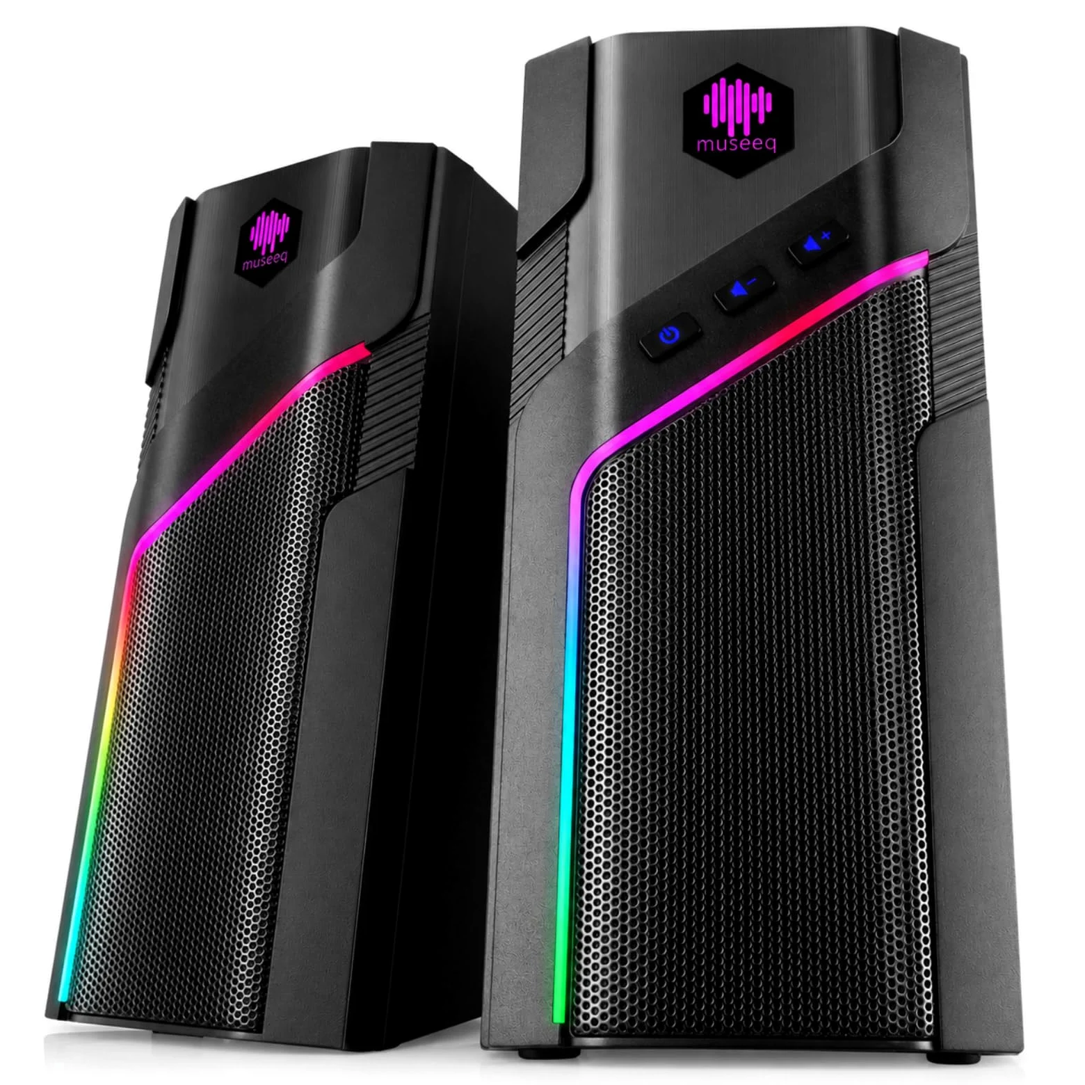 W-206RE Altoparlanti per PC desktop, luci RGB Bluetooth | 21 modalità RGB, suono stereo chiaro, Bluetooth, alimentazione USB, AUX da 3,5 mm e controllo touch per monitor