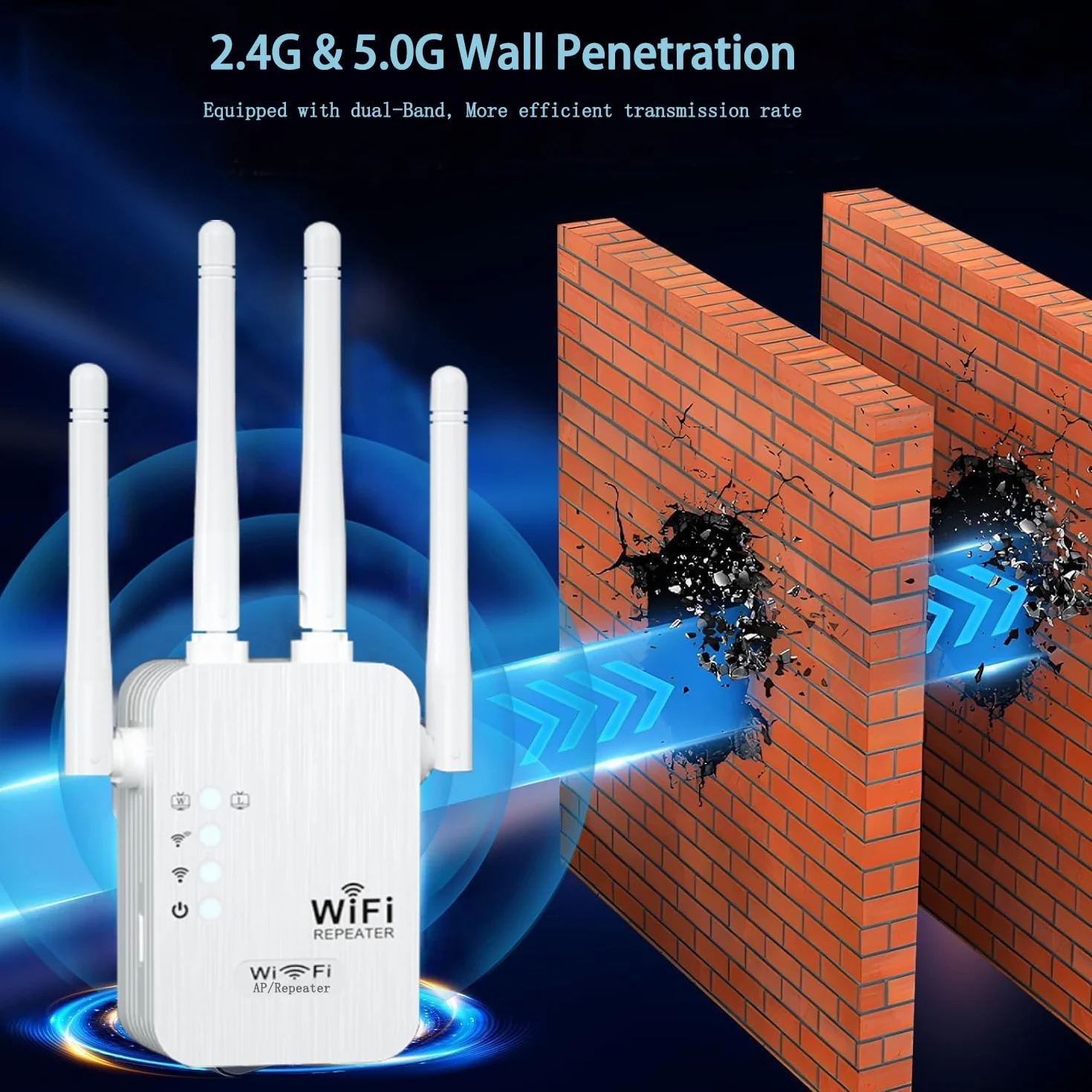 Ripetitore Wireless Wifi Extender e Access Point, 1200Mbps WiFi Potente per Casa Dual Band (2.4GHz/5GHz), Estensore Amplificatore di Segnale Wifi, Porta LAN, Compatibile con Tutti i Modem Router