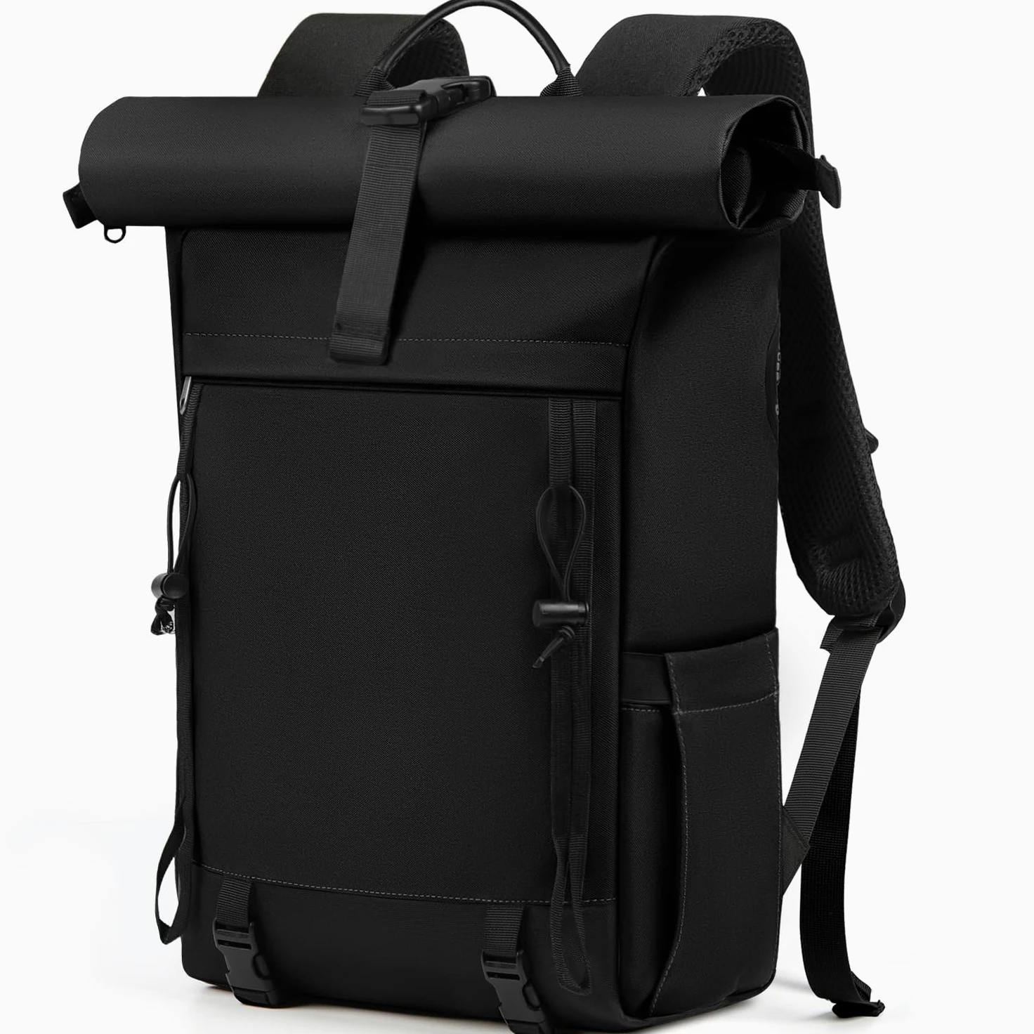 RAINSMORE Zaino Uomo Donna Porta PC 17 Pollici Impermeabile Zaino Viaggio | Zaino Trekking con Foro USB per Lavoro Alpinismo Trekking Campeggio Nero