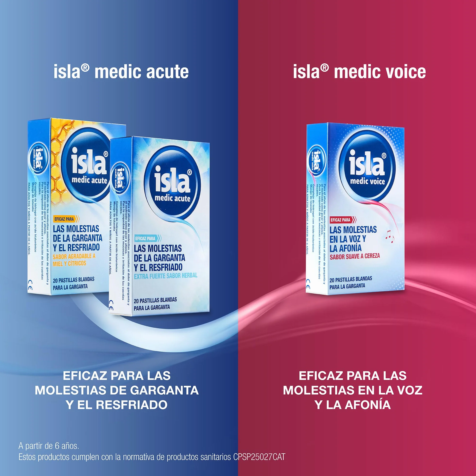 Isla Medic Acute Pastiglie morbide per mal di gola e raffreddore con muschio islandese, sapore miele e agrumi, 20 pillole
