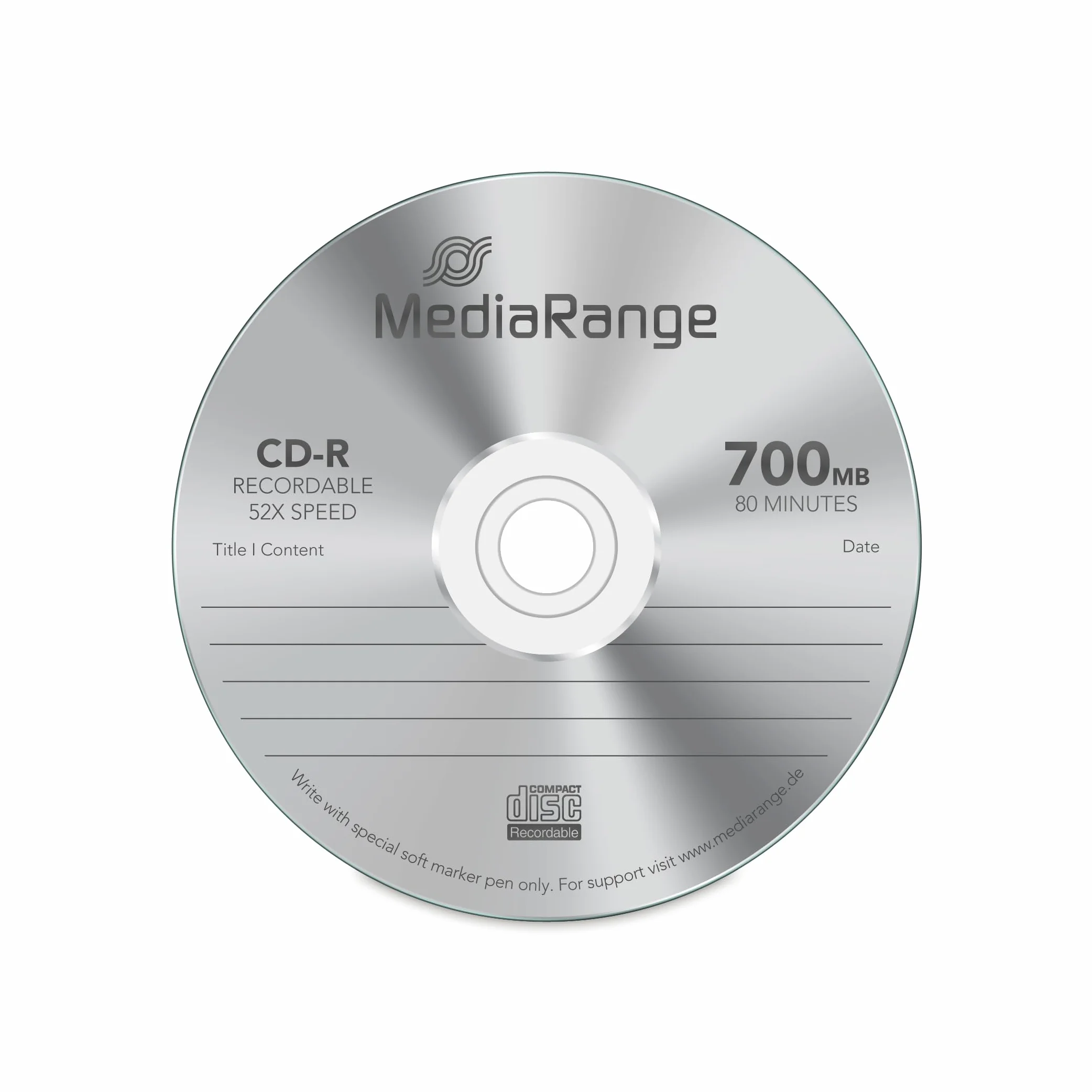 MediaRange MR207 Confezione CDR80, Argento