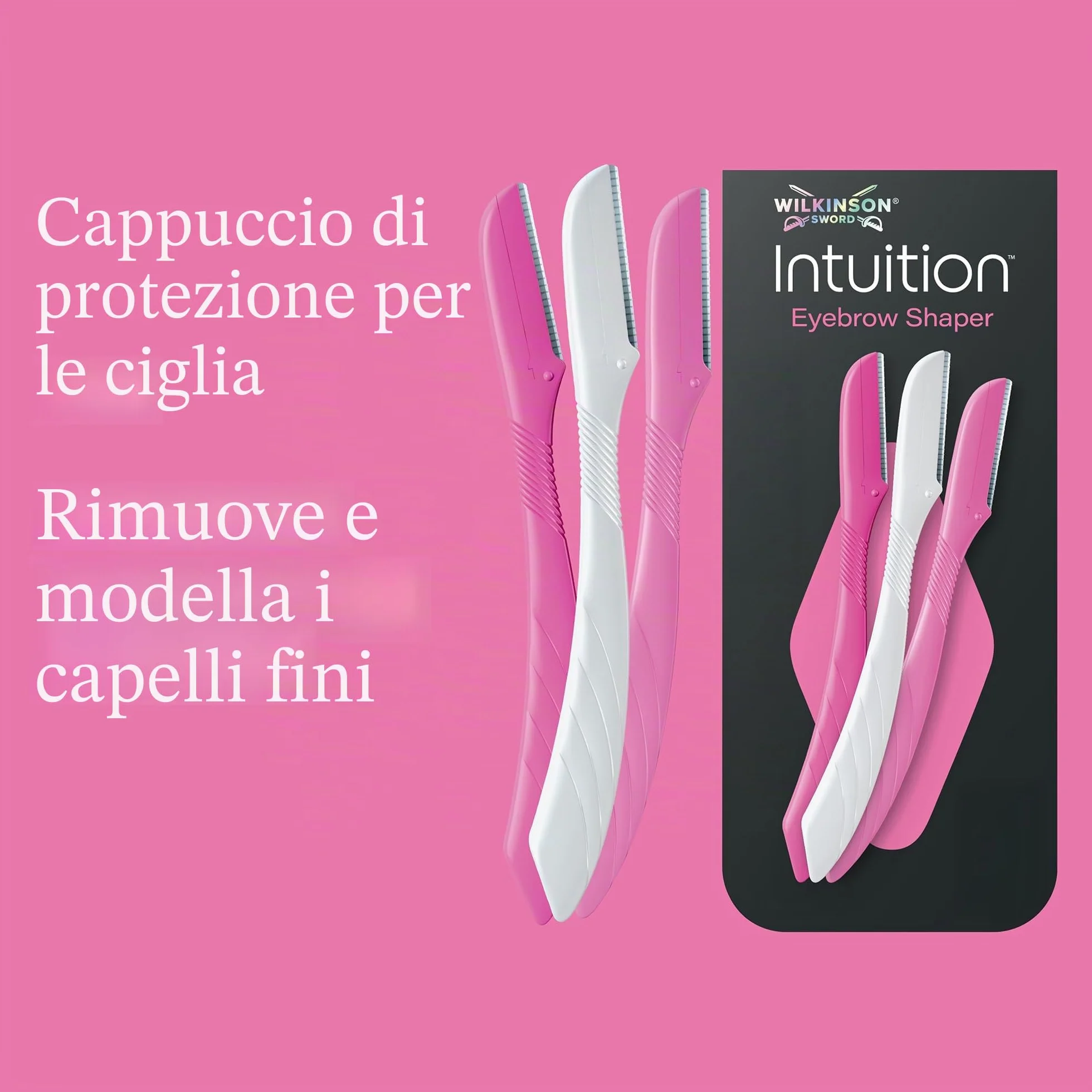 Wilkinson Sword Eyebrow Shaper - Rasoi Per Epilazione Sopracciglia E Viso Donna - 3 Unità, Rosa, 20 G