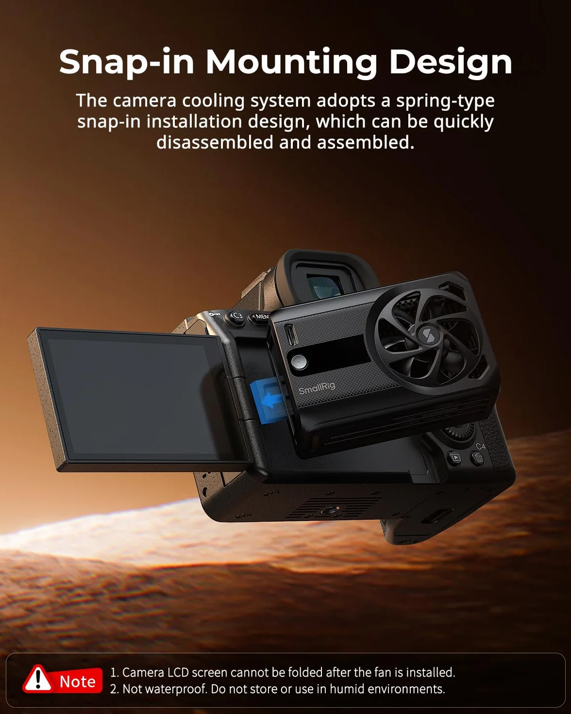 SMALLRIG Sistema di raffreddamento esterno con ventola TEC integrata e batteria, per Sony A7 IV/A7S III/A7C II/A6700/ ZV-E10 / ZV-E10 II/FX3/FX30 per Canon R5/R5 Mark II/R6 Mark III, 5328