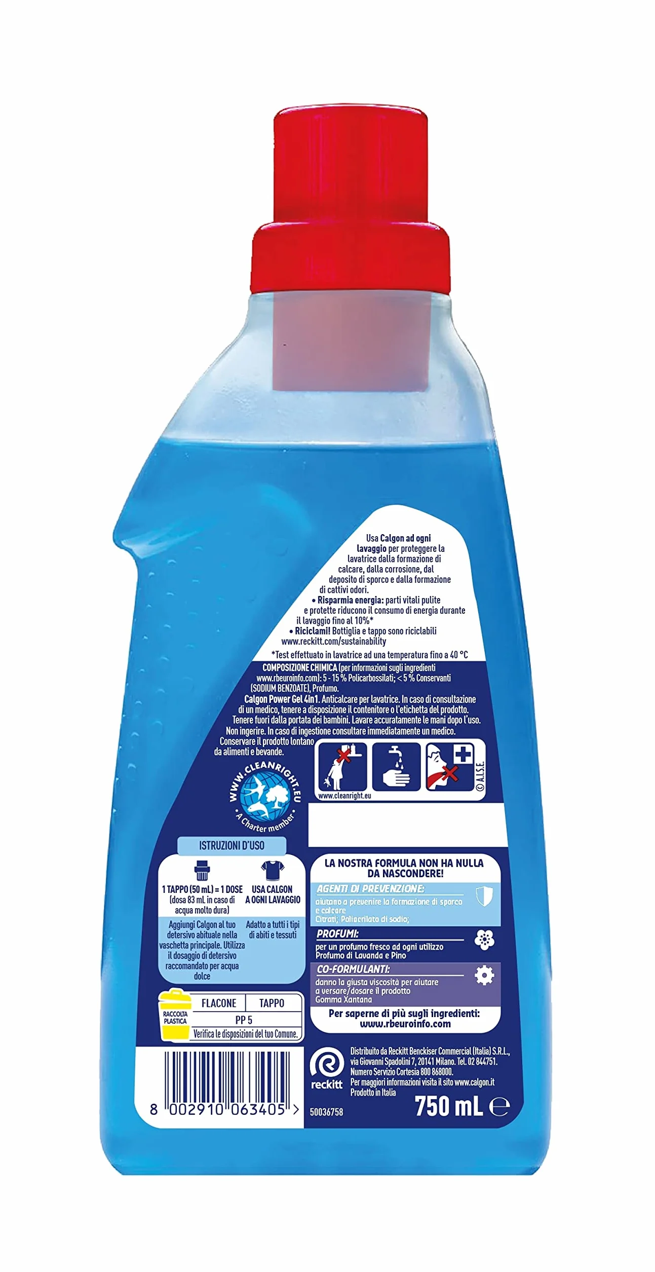 Calgon Power Gel Anticalcare Lavatrice 4 in 1, 750ml