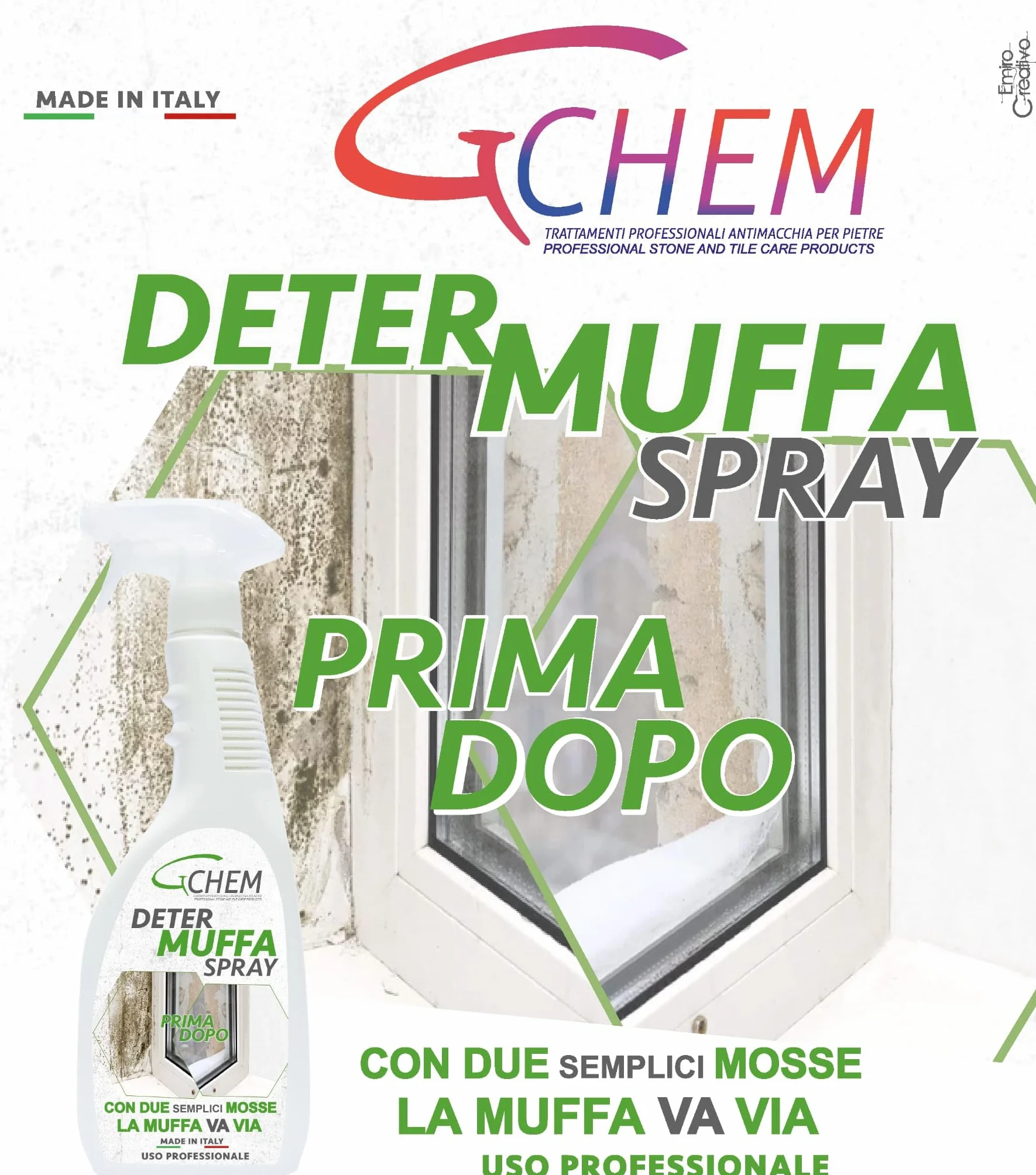 DETERMUFFA Spray Antimuffa 750 ml per Muri Interni ed Esterni, Azione Prolungata