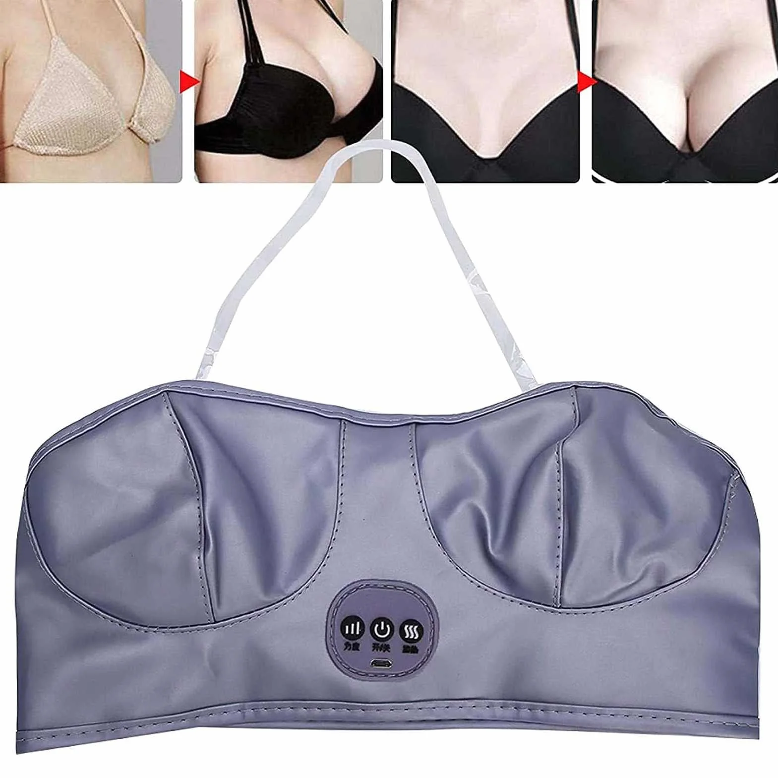 Reggiseno da Massaggio Elettrico con Riscaldamento a 3 Marce per Seno Tonificato