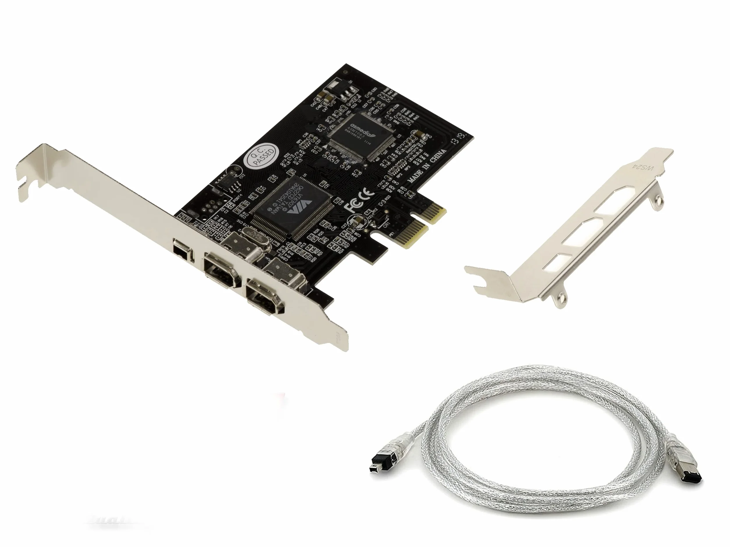 KALEA-INFORMATIQUE Scheda controller PCIe a 3 porte FireWire 400 IEEE1394a con chipset VIA6308 e ASM1083. Staffe a profilo alto e basso, con cavo Ilink.