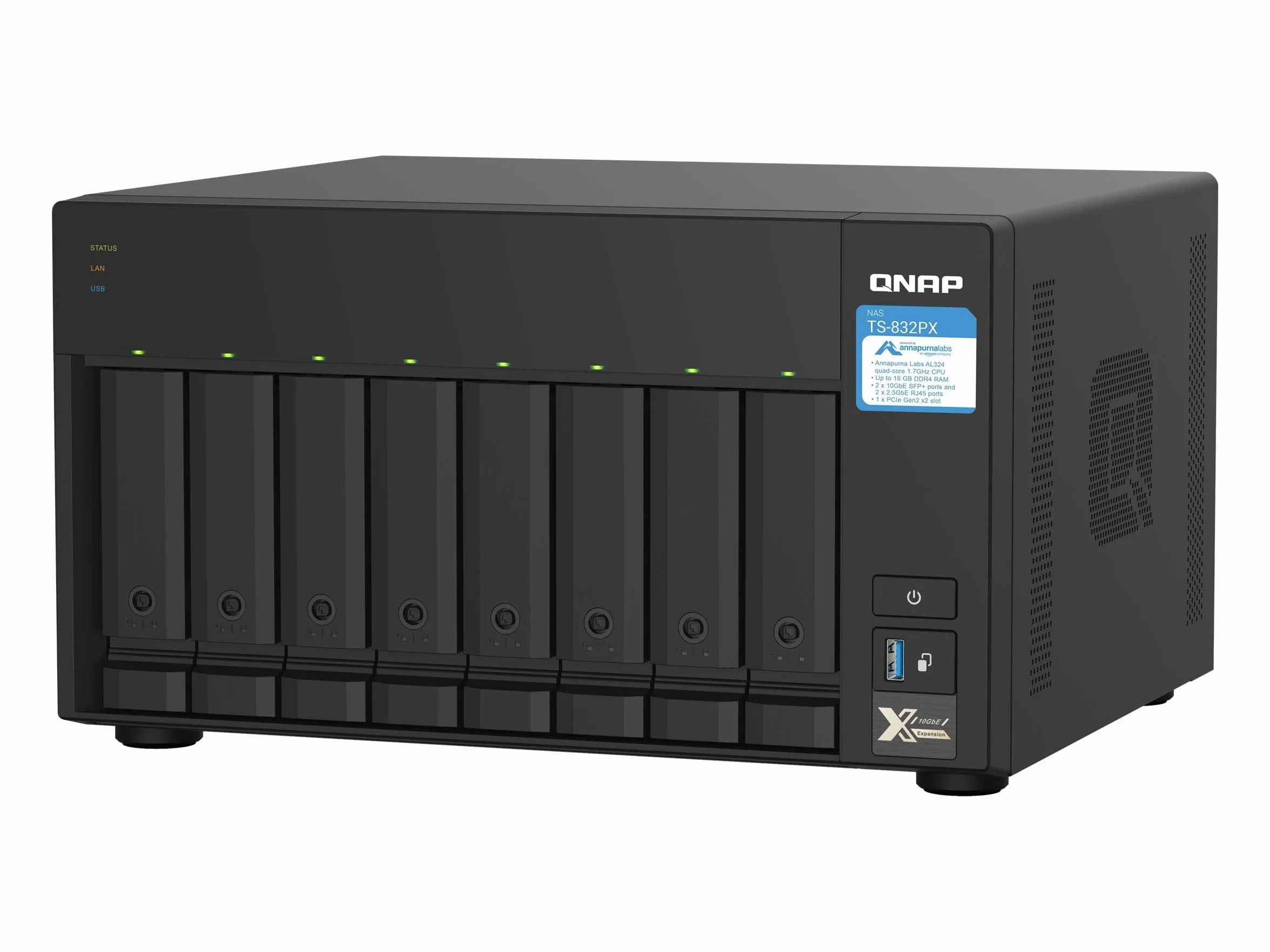 QNAP TS-832PX NAS Tower Alluminio Nero AL324